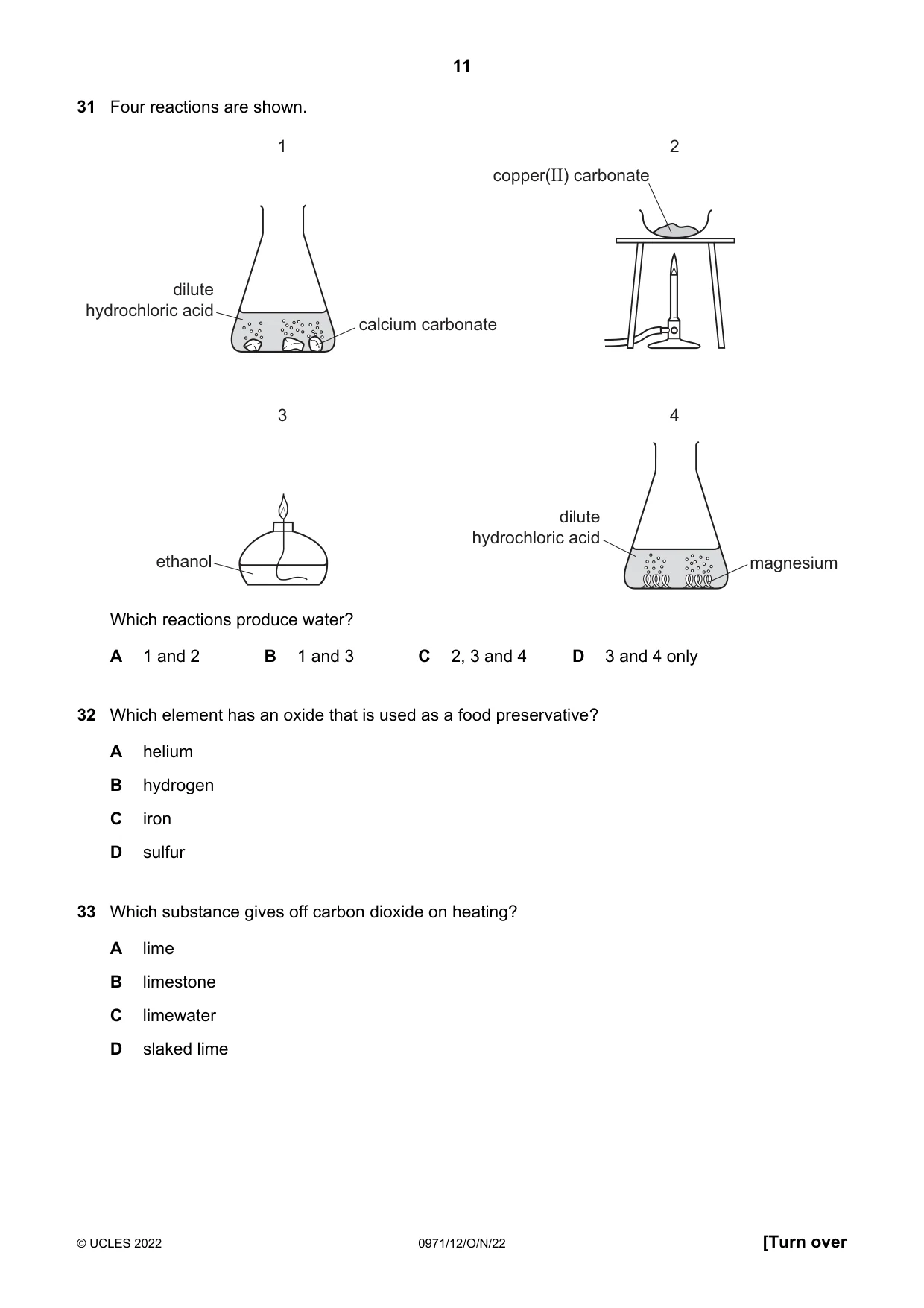 Cambridge IGCSE Chemistry (9-1) 0971 2022 Oct/Nov Paper 1 · Variant 2 question paper, page 11 of 16