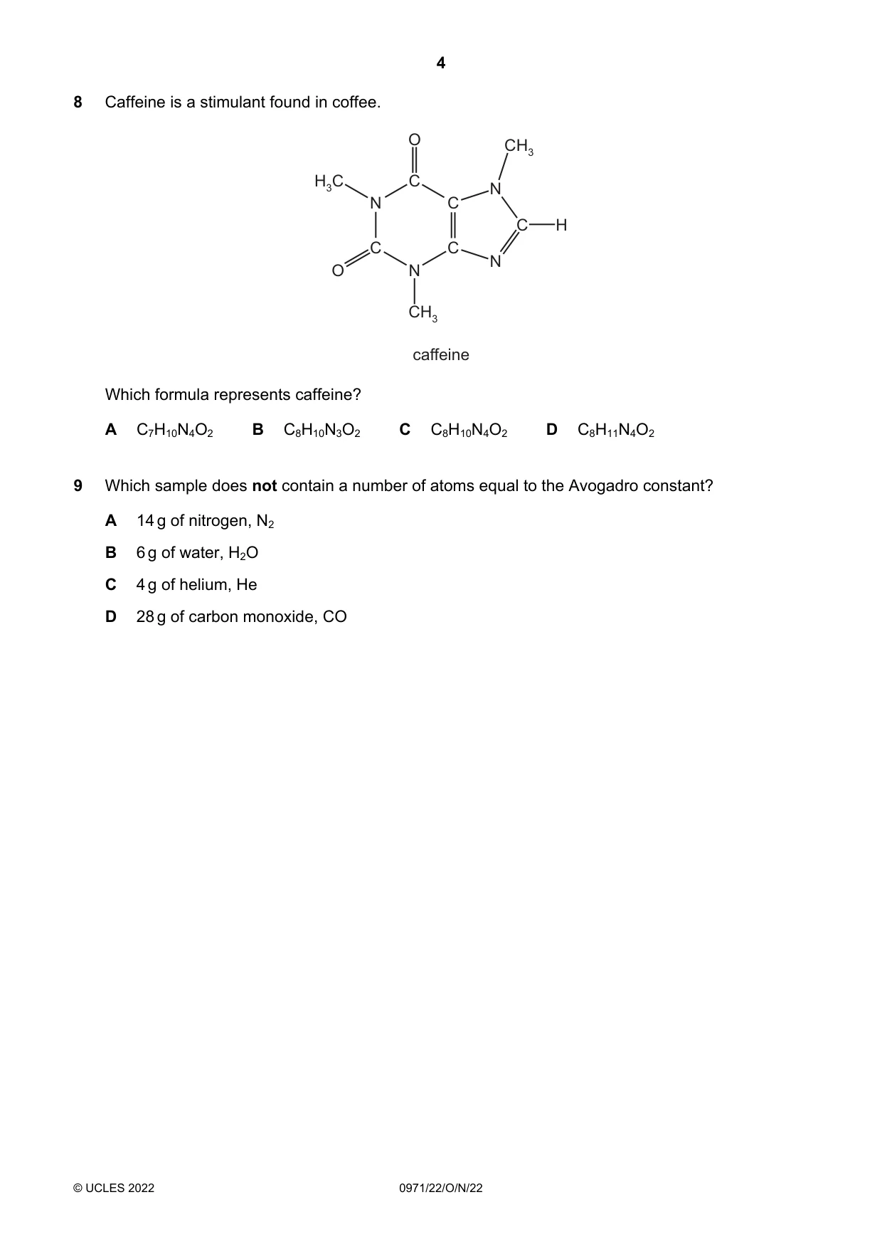 Cambridge IGCSE Chemistry (9-1) 0971 2022 Oct/Nov Paper 2 · Variant 2 question paper, page 4 of 16