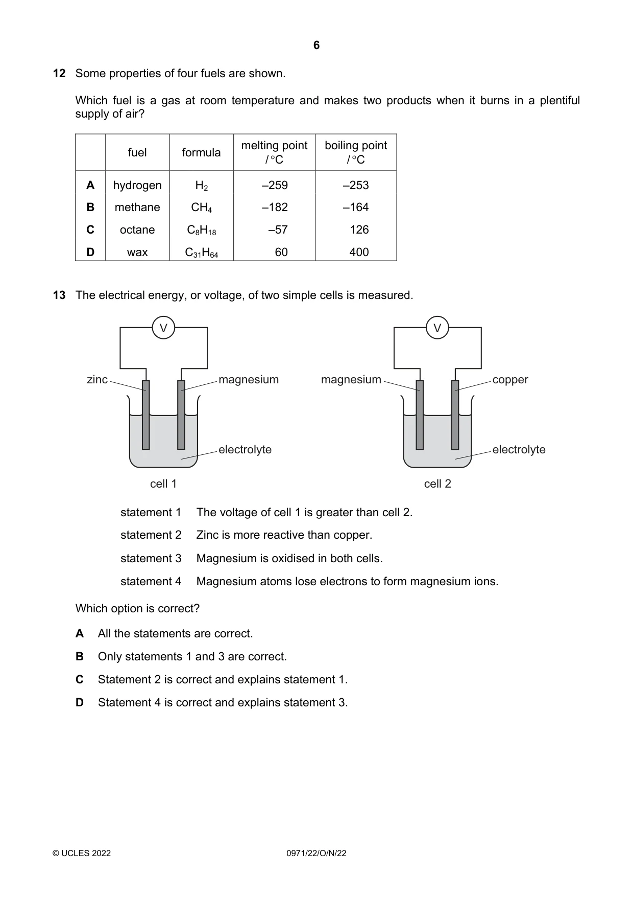 Cambridge IGCSE Chemistry (9-1) 0971 2022 Oct/Nov Paper 2 · Variant 2 question paper, page 6 of 16