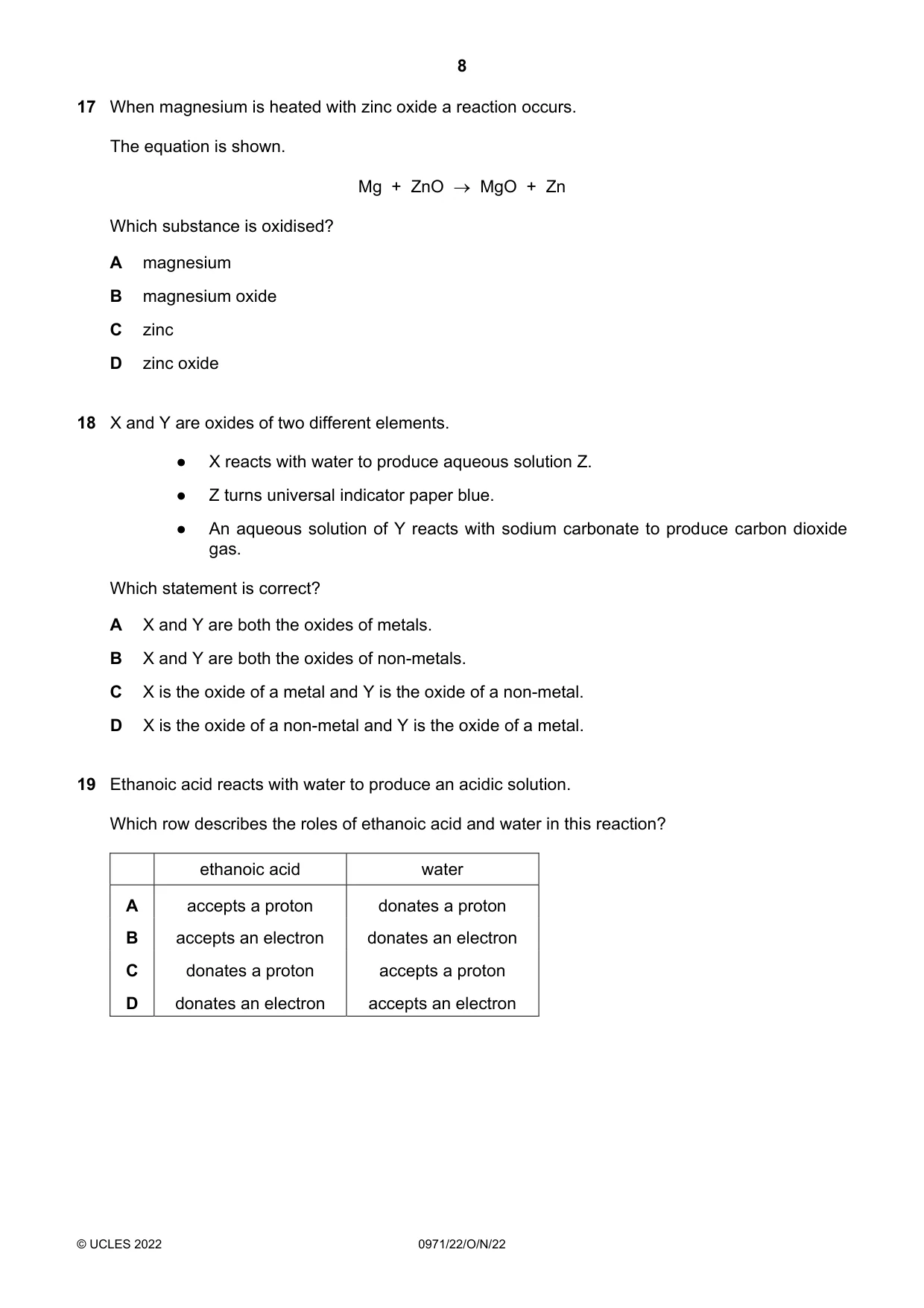 Cambridge IGCSE Chemistry (9-1) 0971 2022 Oct/Nov Paper 2 · Variant 2 question paper, page 8 of 16