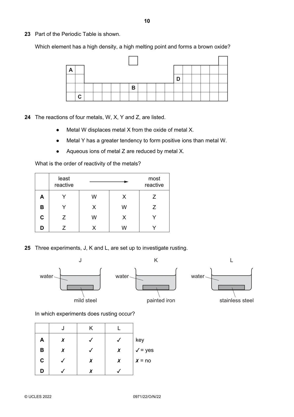 Cambridge IGCSE Chemistry (9-1) 0971 2022 Oct/Nov Paper 2 · Variant 2 question paper, page 10 of 16