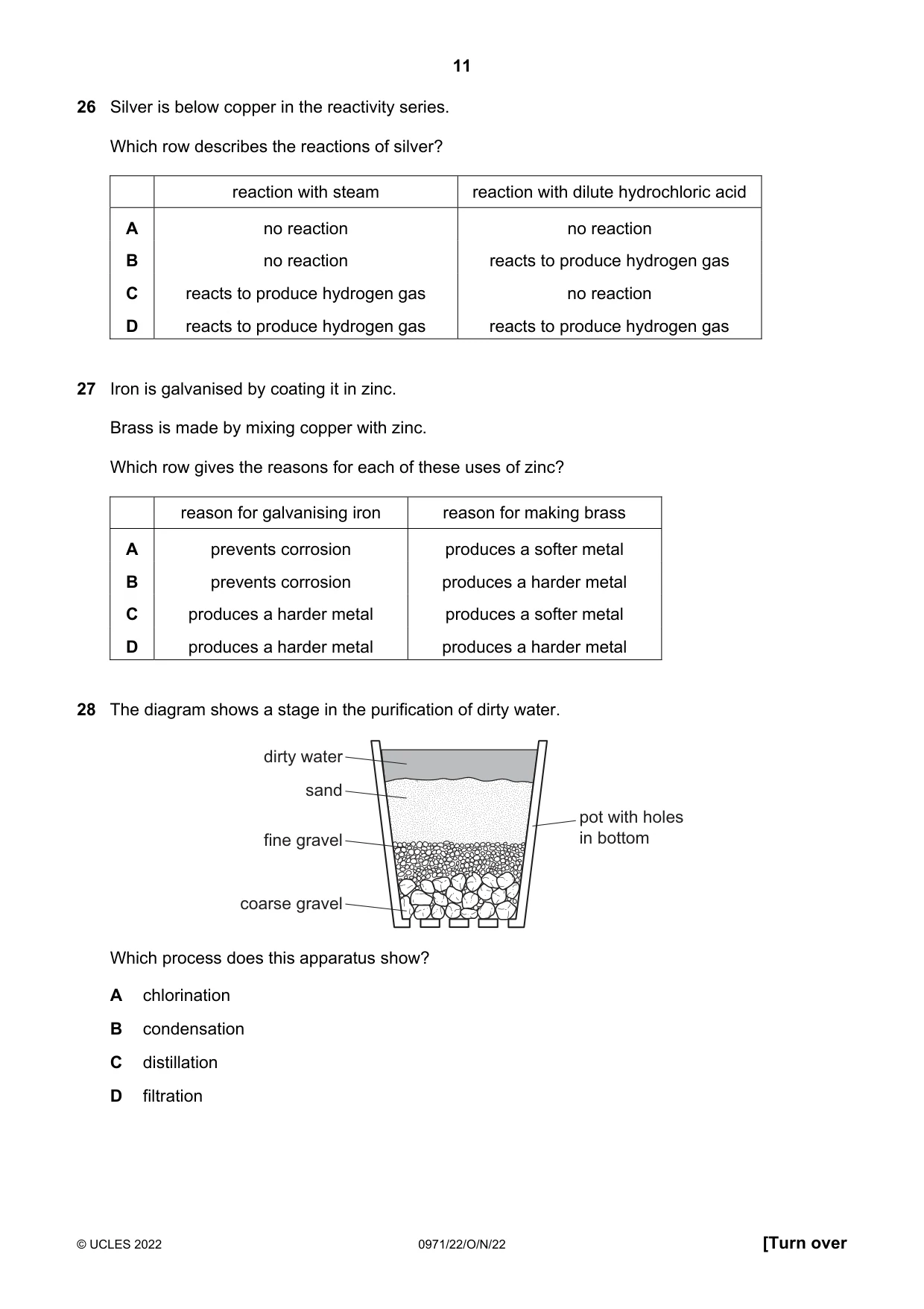 Cambridge IGCSE Chemistry (9-1) 0971 2022 Oct/Nov Paper 2 · Variant 2 question paper, page 11 of 16