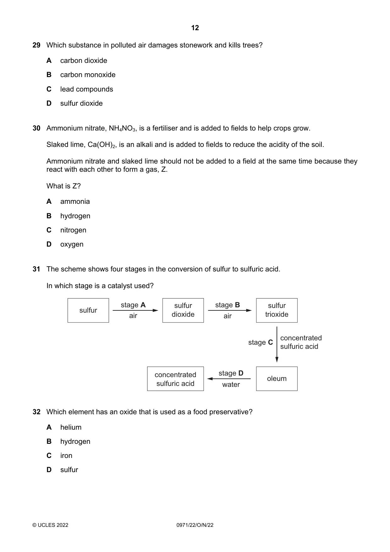 Cambridge IGCSE Chemistry (9-1) 0971 2022 Oct/Nov Paper 2 · Variant 2 question paper, page 12 of 16