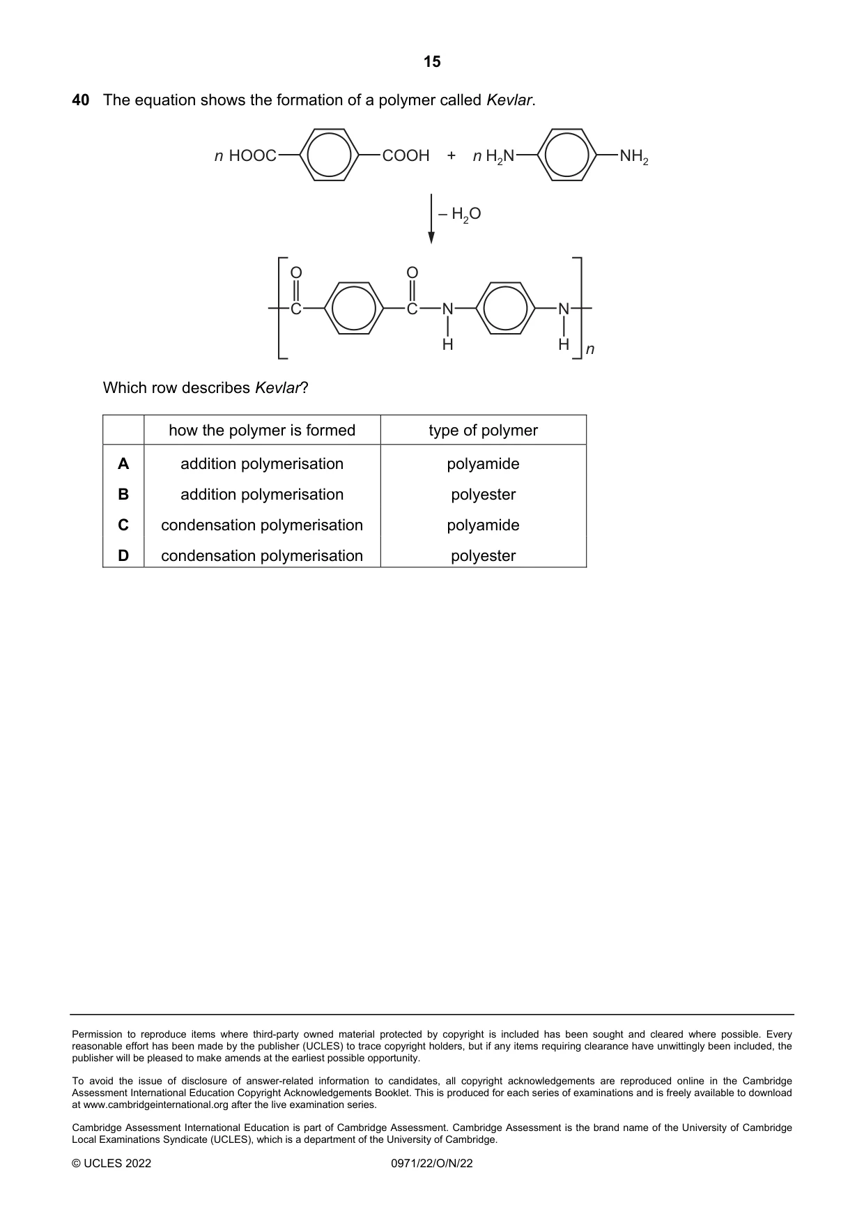 Cambridge IGCSE Chemistry (9-1) 0971 2022 Oct/Nov Paper 2 · Variant 2 question paper, page 15 of 16