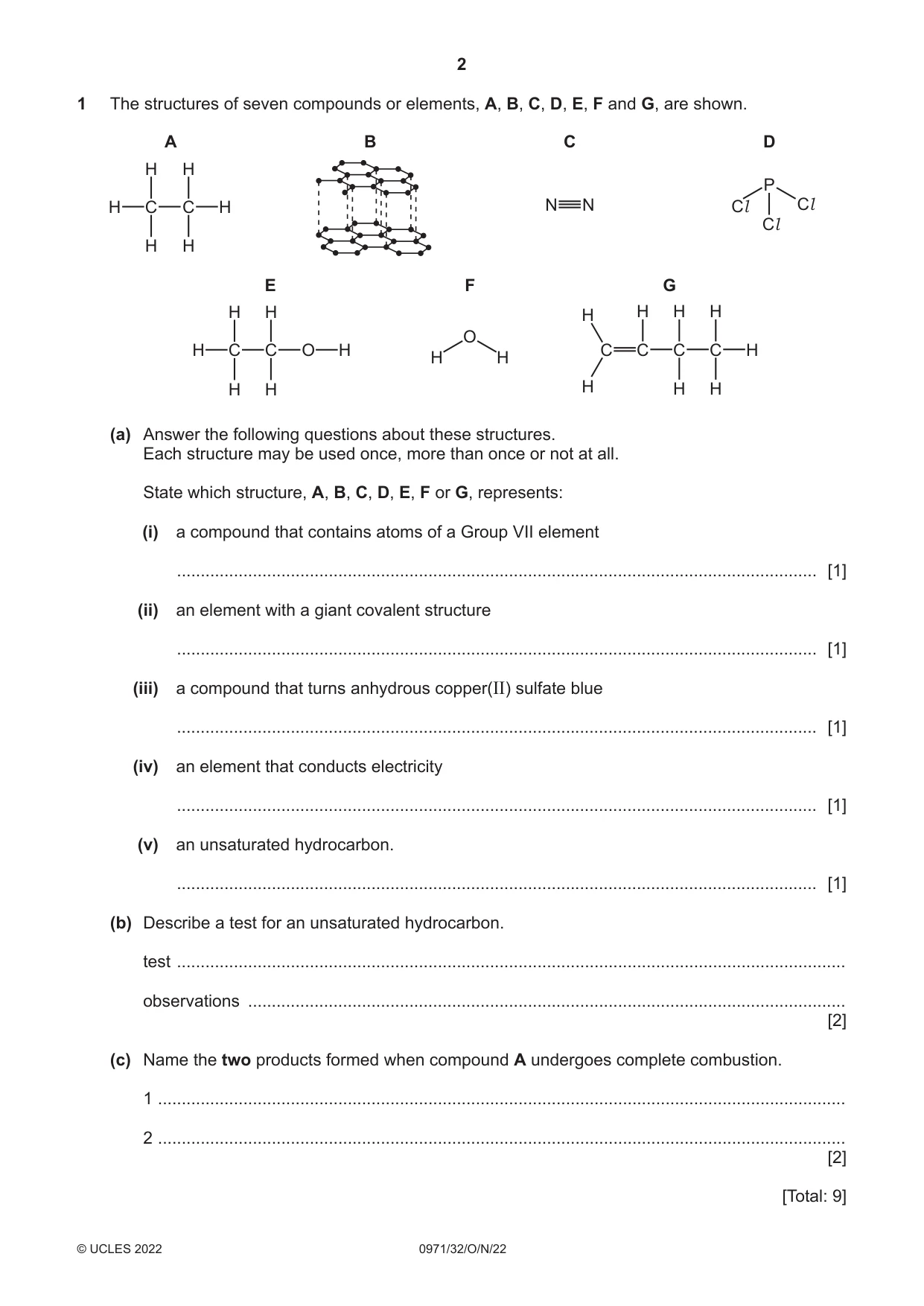 Cambridge IGCSE Chemistry (9-1) 0971 2022 Oct/Nov Paper 3 · Variant 2 question paper, page 2 of 20