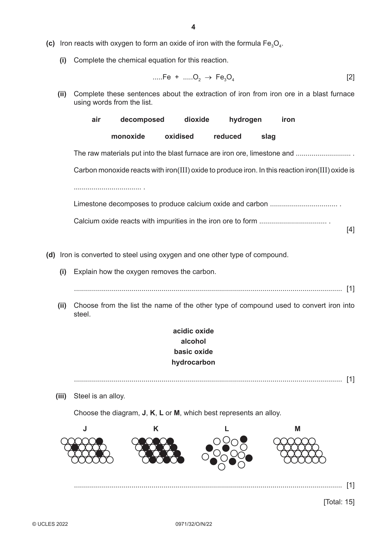 Cambridge IGCSE Chemistry (9-1) 0971 2022 Oct/Nov Paper 3 · Variant 2 question paper, page 4 of 20