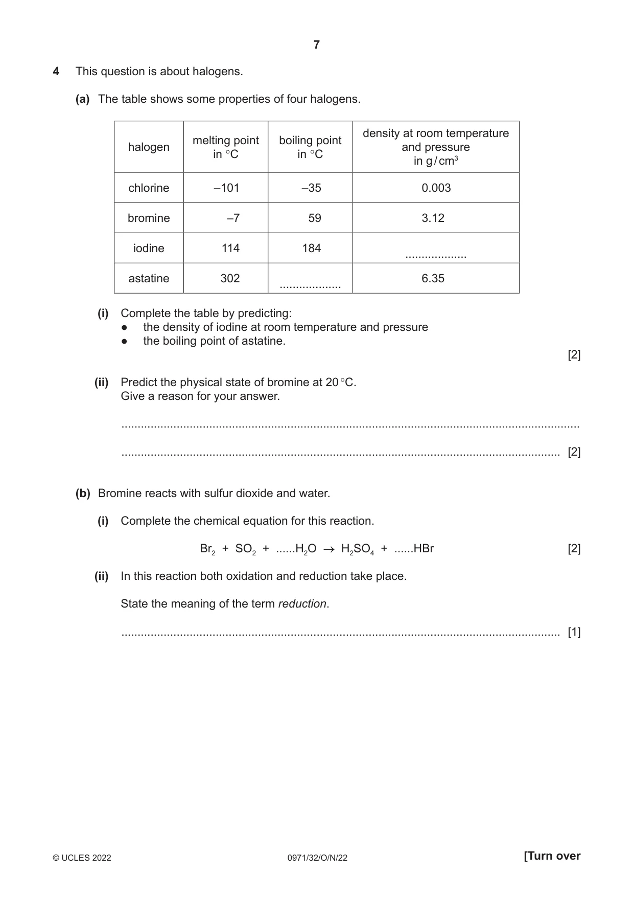Cambridge IGCSE Chemistry (9-1) 0971 2022 Oct/Nov Paper 3 · Variant 2 question paper, page 7 of 20