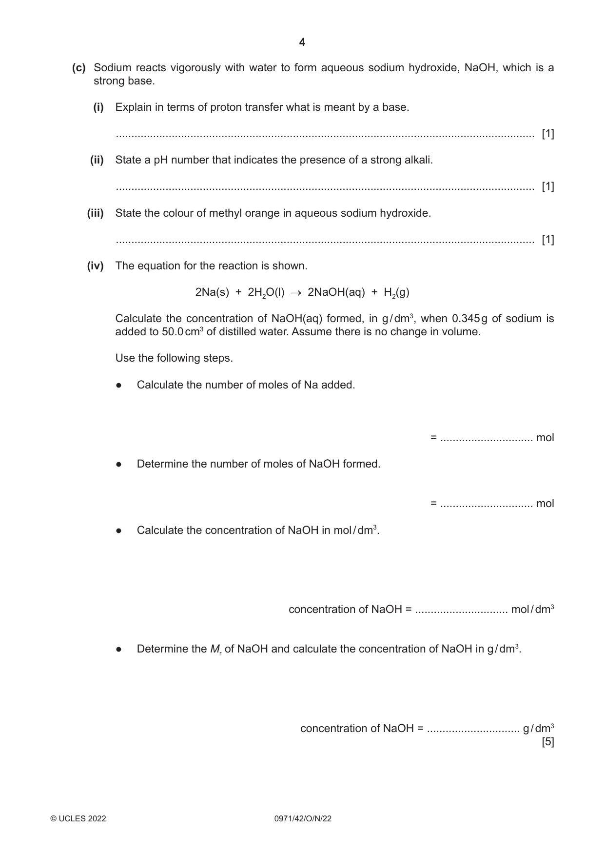 Cambridge IGCSE Chemistry (9-1) 0971 2022 Oct/Nov Paper 4 · Variant 2 question paper, page 4 of 16