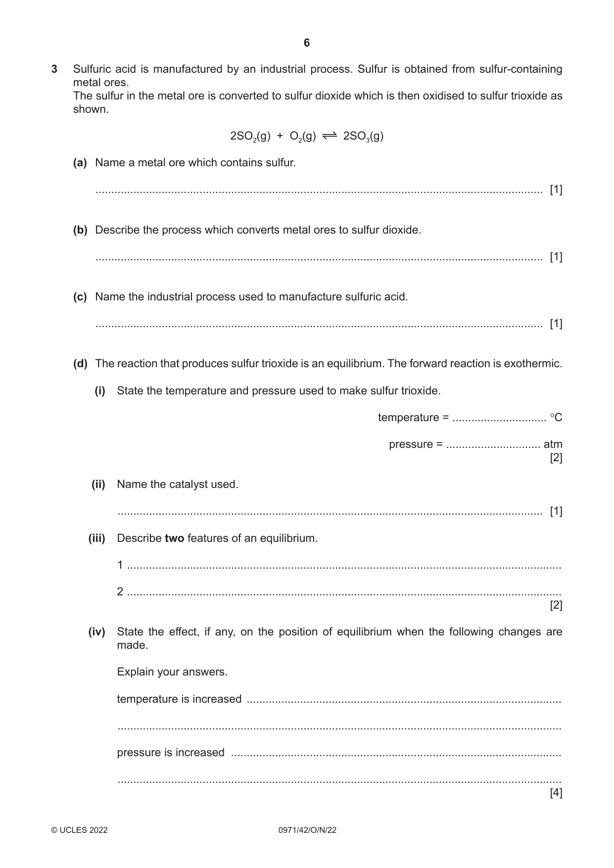 Cambridge IGCSE Chemistry (9-1) 0971 2022 Oct/Nov Paper 4 · Variant 2 question paper, page 6 of 16