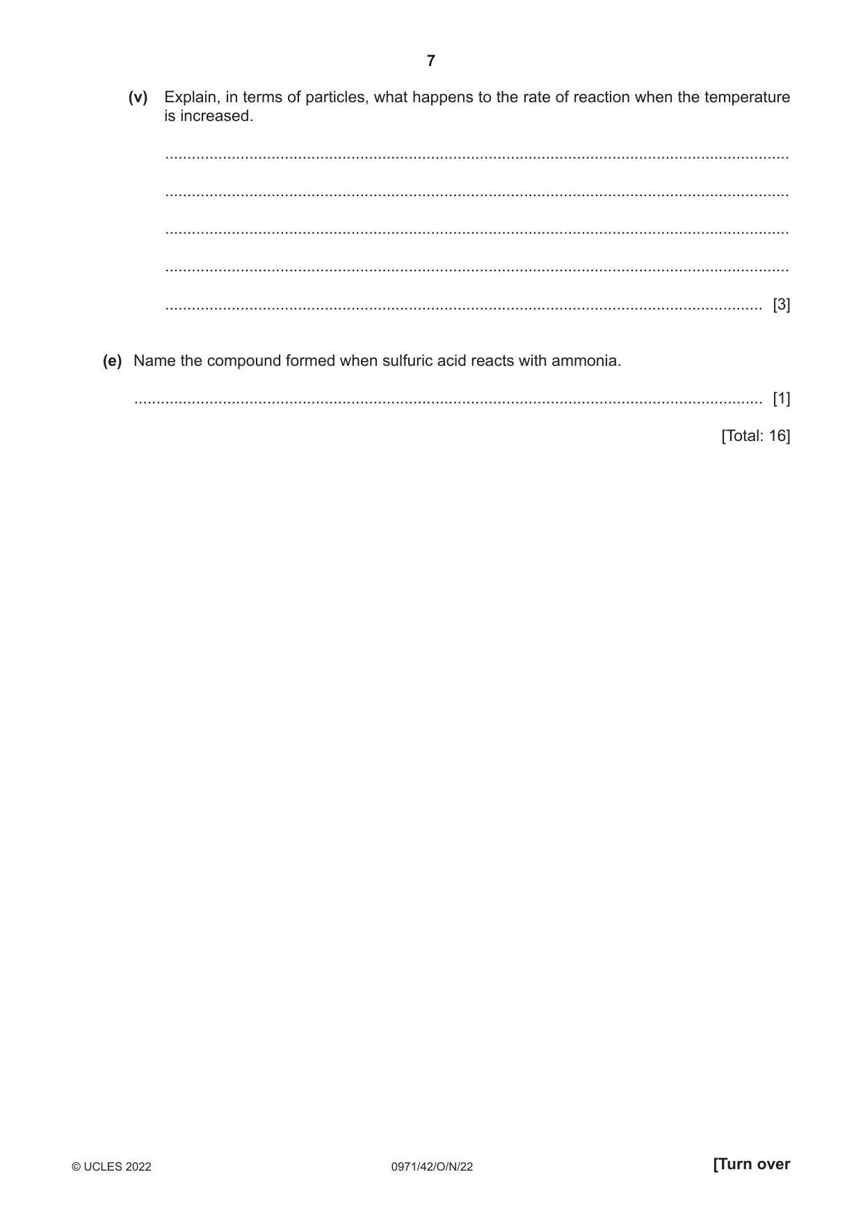 Cambridge IGCSE Chemistry (9-1) 0971 2022 Oct/Nov Paper 4 · Variant 2 question paper, page 7 of 16