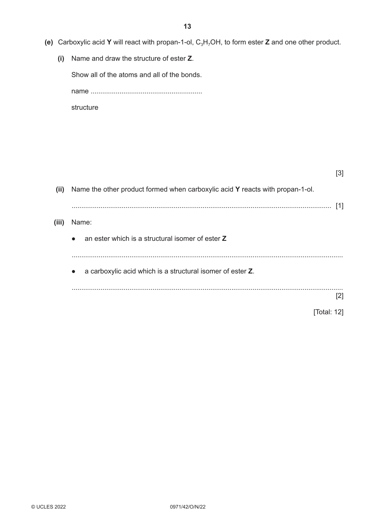 Cambridge IGCSE Chemistry (9-1) 0971 2022 Oct/Nov Paper 4 · Variant 2 question paper, page 13 of 16