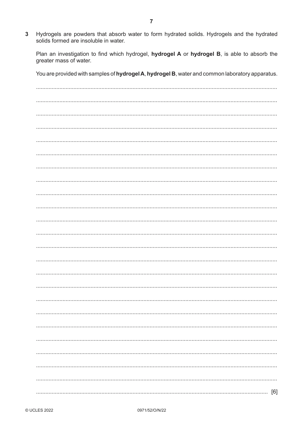 Cambridge IGCSE Chemistry (9-1) 0971 2022 Oct/Nov Paper 5 · Variant 2 question paper, page 7 of 12