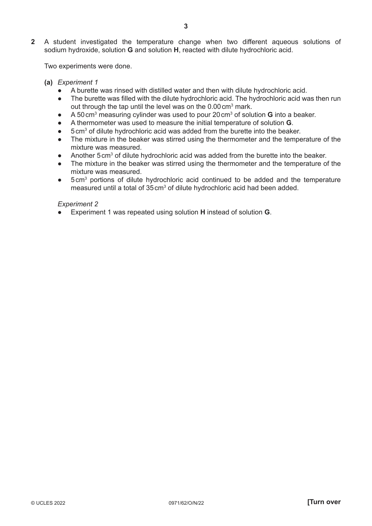 Cambridge IGCSE Chemistry (9-1) 0971 2022 Oct/Nov Paper 6 · Variant 2 question paper, page 3 of 12