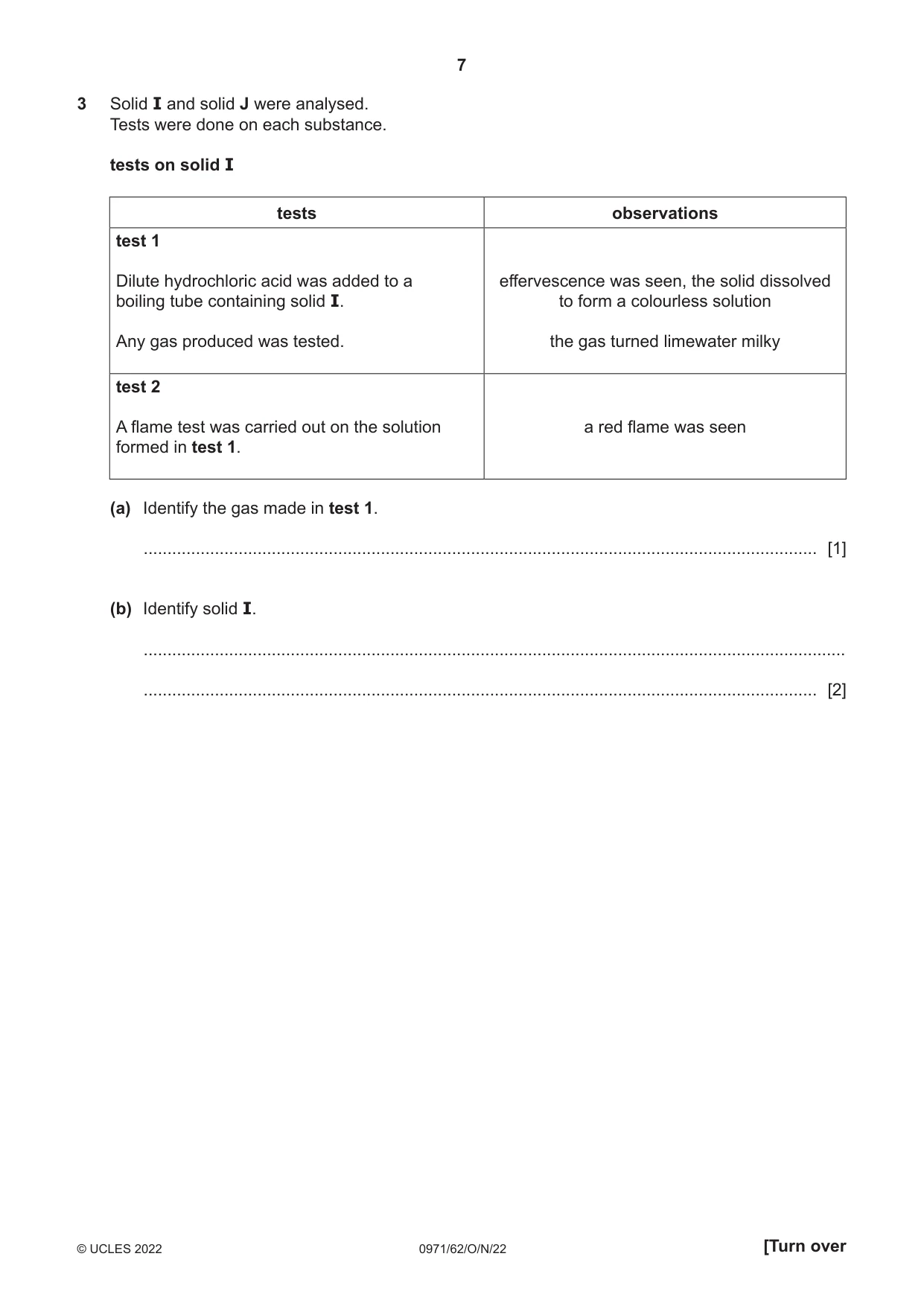 Cambridge IGCSE Chemistry (9-1) 0971 2022 Oct/Nov Paper 6 · Variant 2 question paper, page 7 of 12