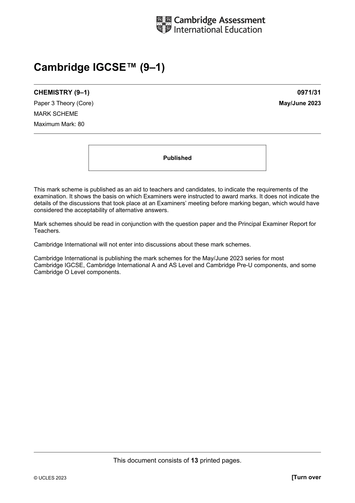 Mark scheme, page 1 of 13