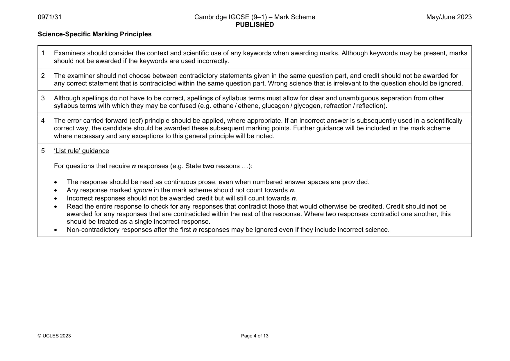 Mark scheme, page 4 of 13
