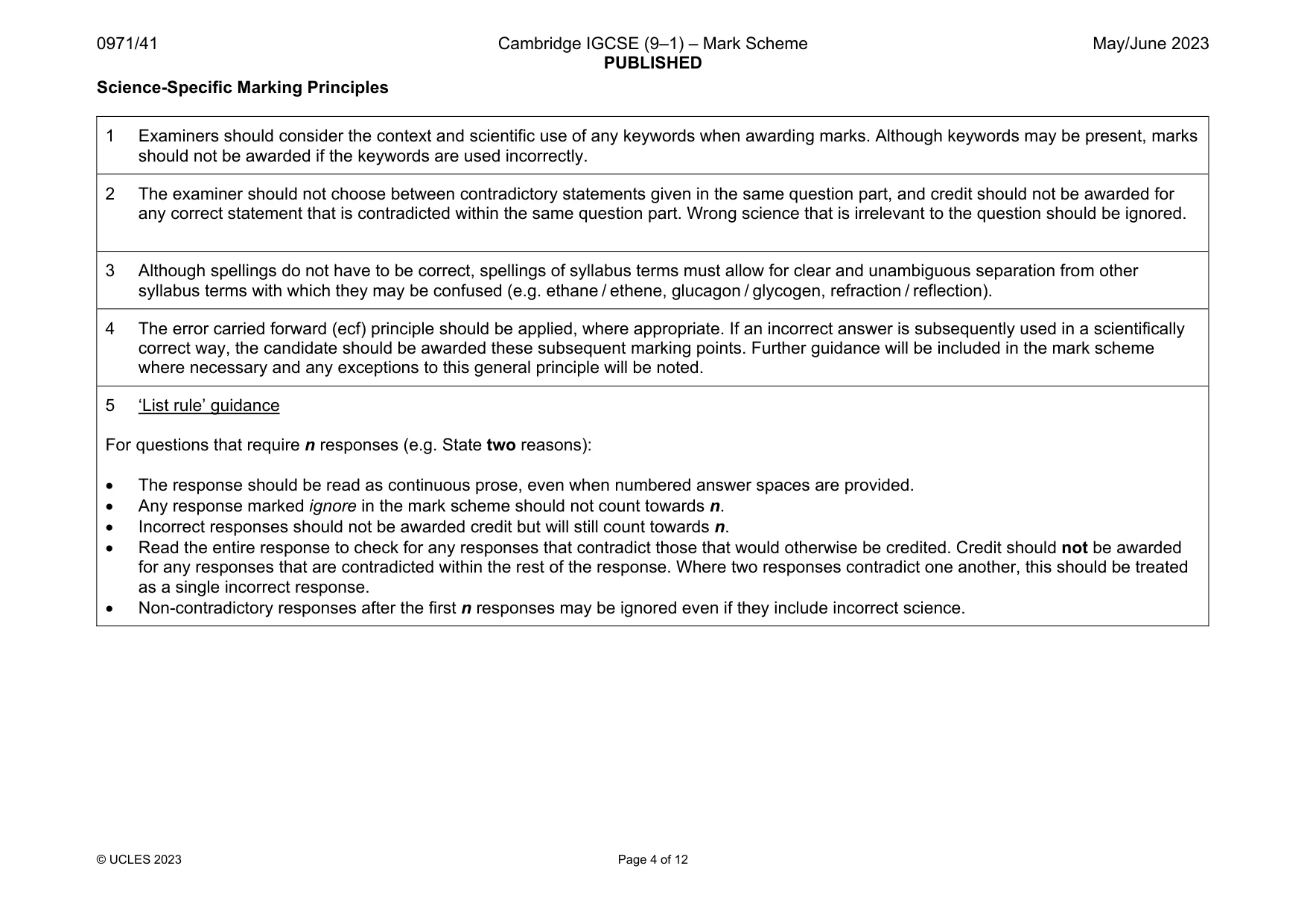Mark scheme, page 4 of 12