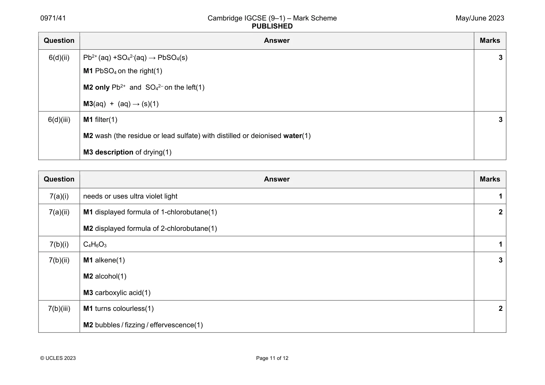 Mark scheme, page 11 of 12