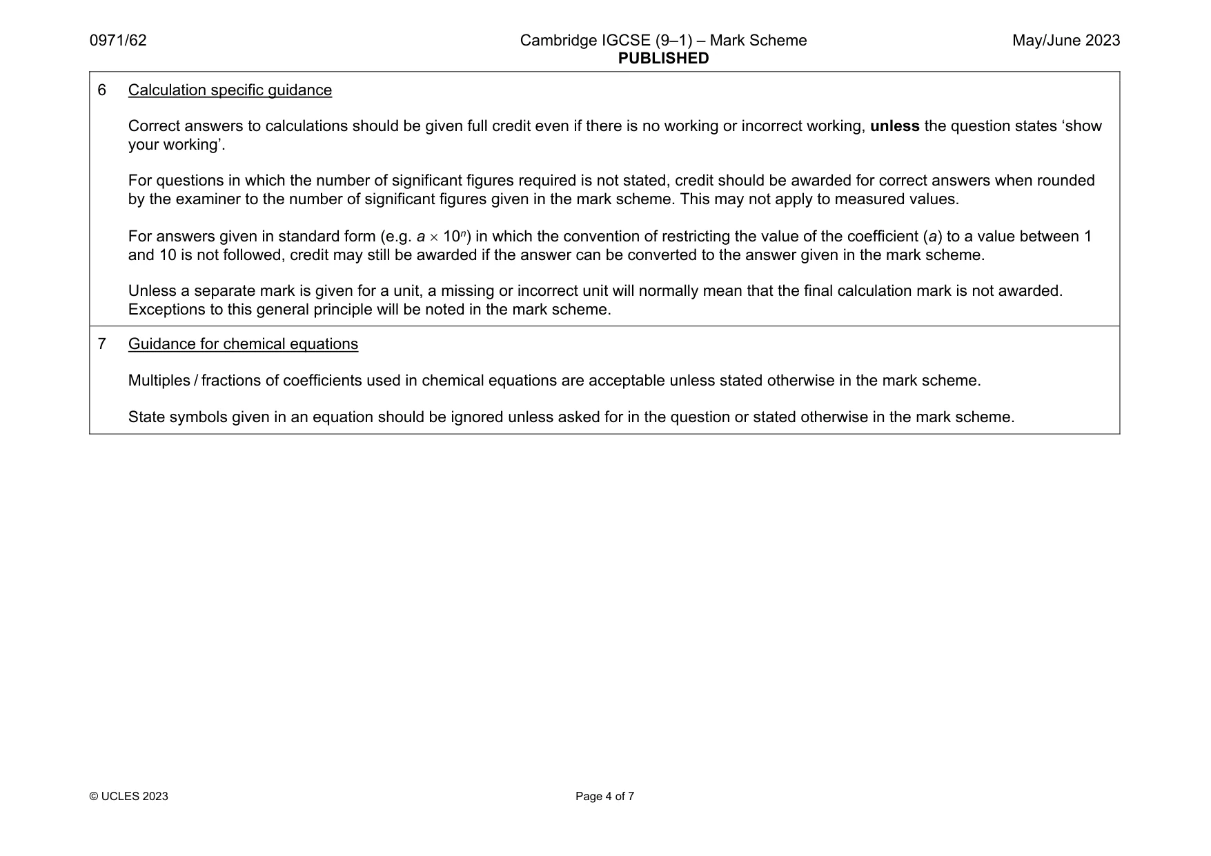 Mark scheme, page 4 of 7