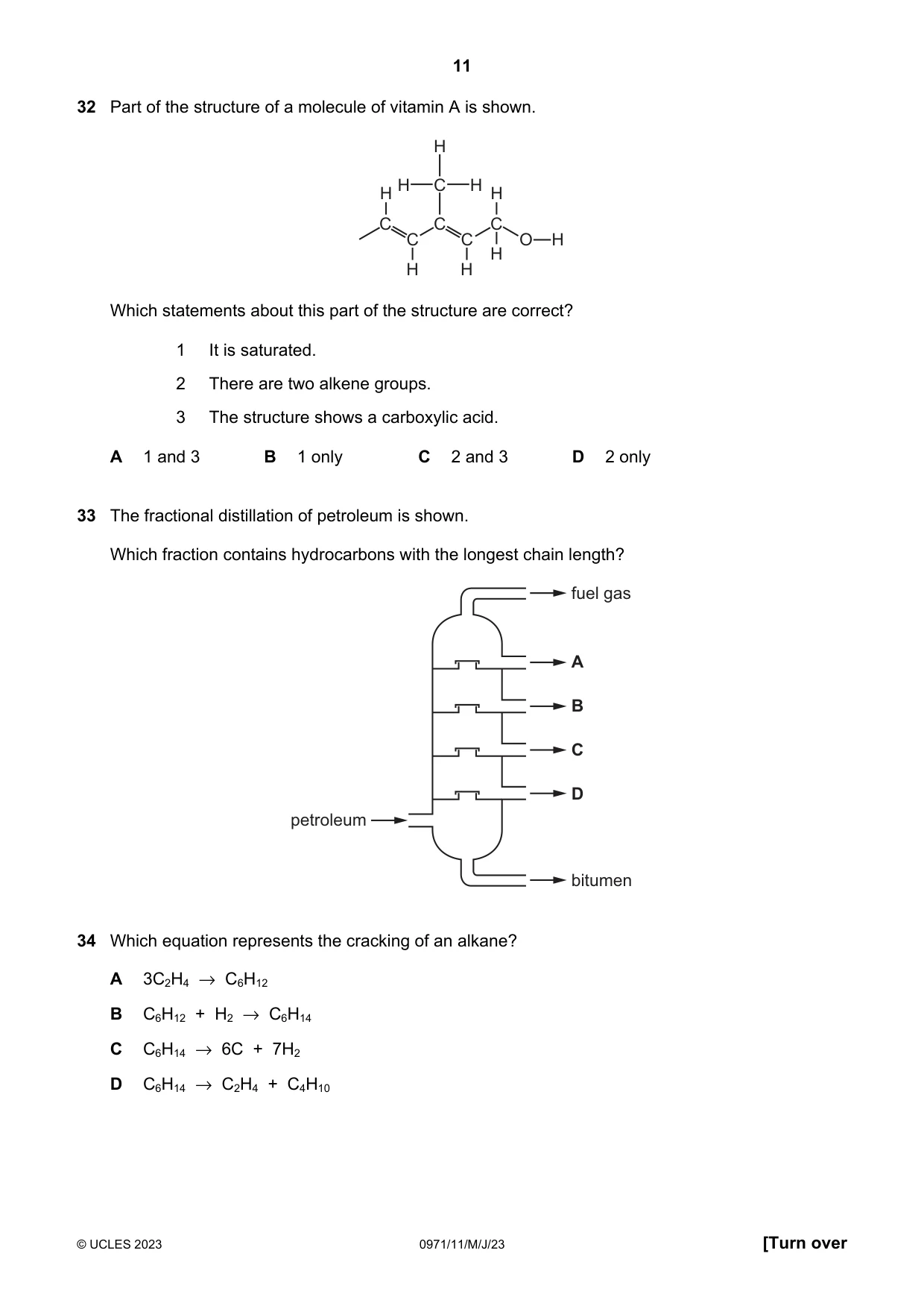 Cambridge IGCSE Chemistry (9-1) 0971 2023 May/June Paper 1 · Variant 1 question paper, page 11 of 16