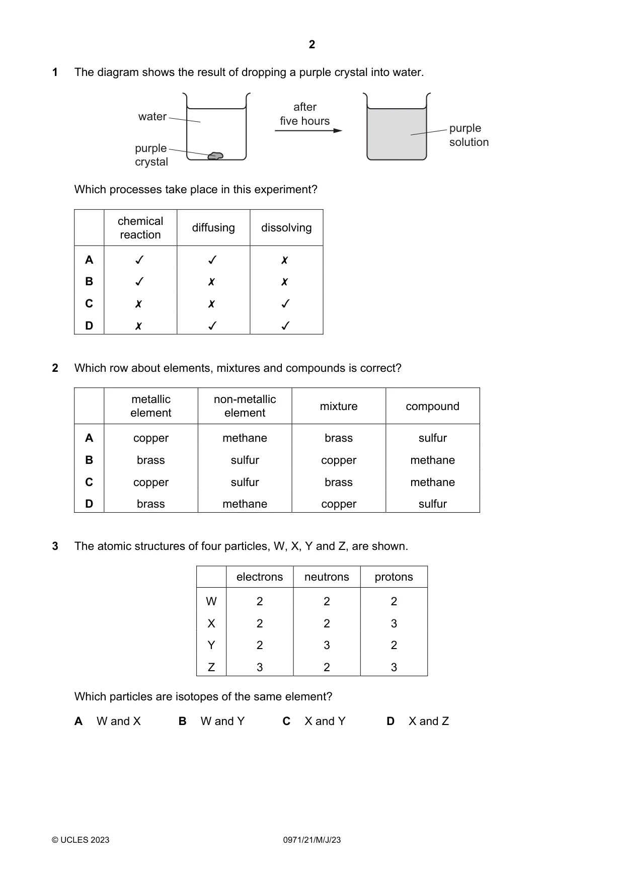 Cambridge IGCSE Chemistry (9-1) 0971 2023 May/June Paper 2 · Variant 1 question paper, page 2 of 16