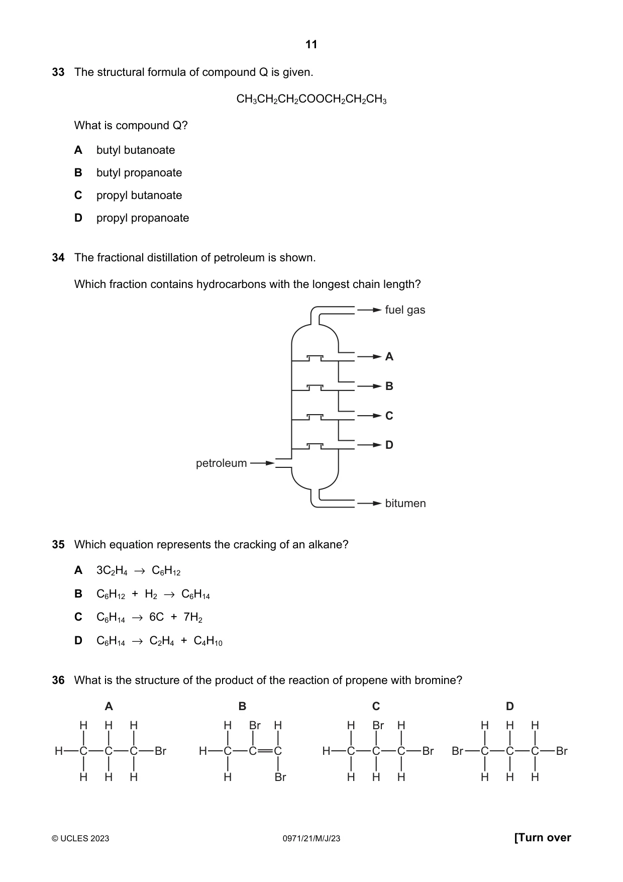Cambridge IGCSE Chemistry (9-1) 0971 2023 May/June Paper 2 · Variant 1 question paper, page 11 of 16