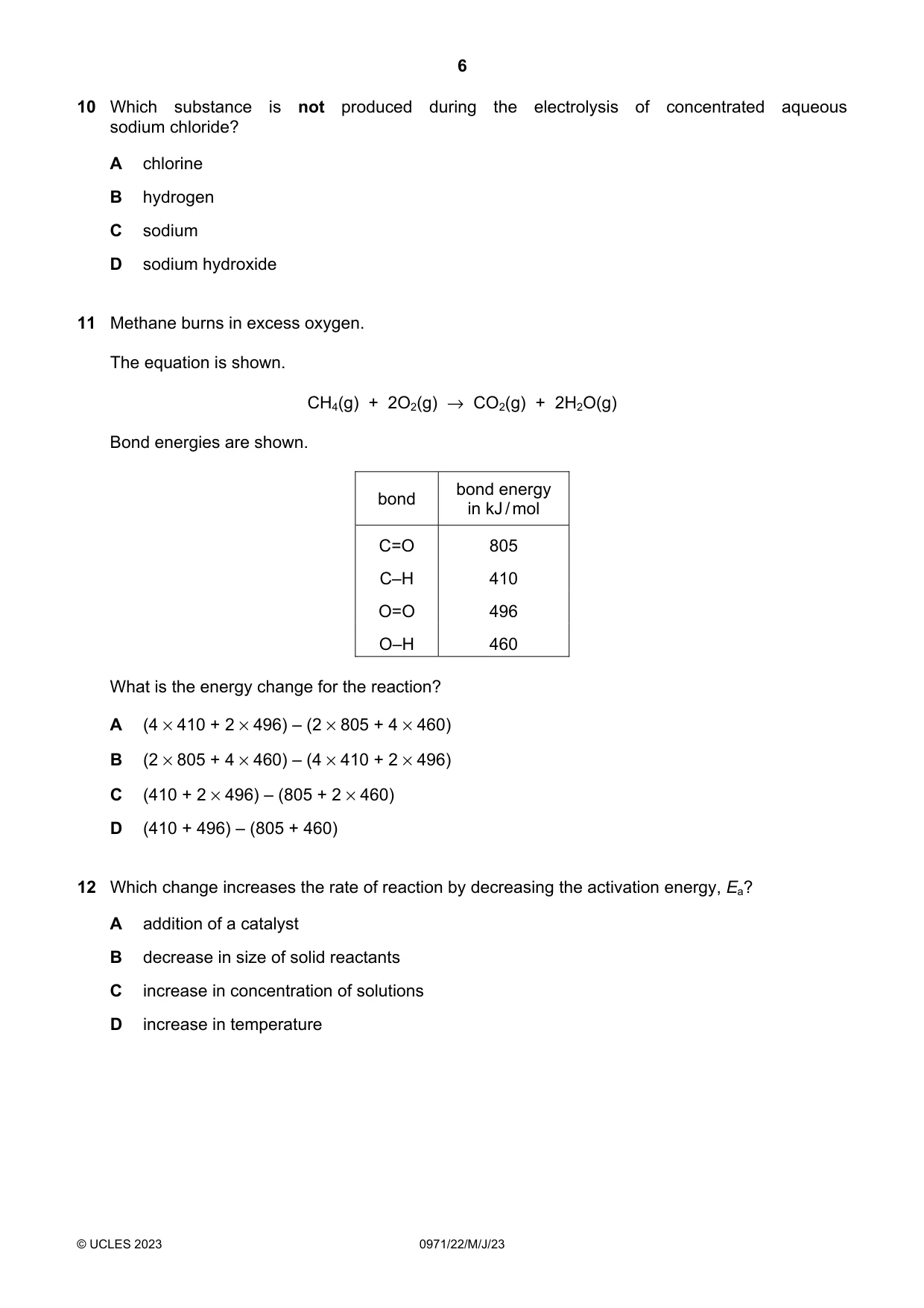 Cambridge IGCSE Chemistry (9-1) 0971 2023 May/June Paper 2 · Variant 2 question paper, page 6 of 16