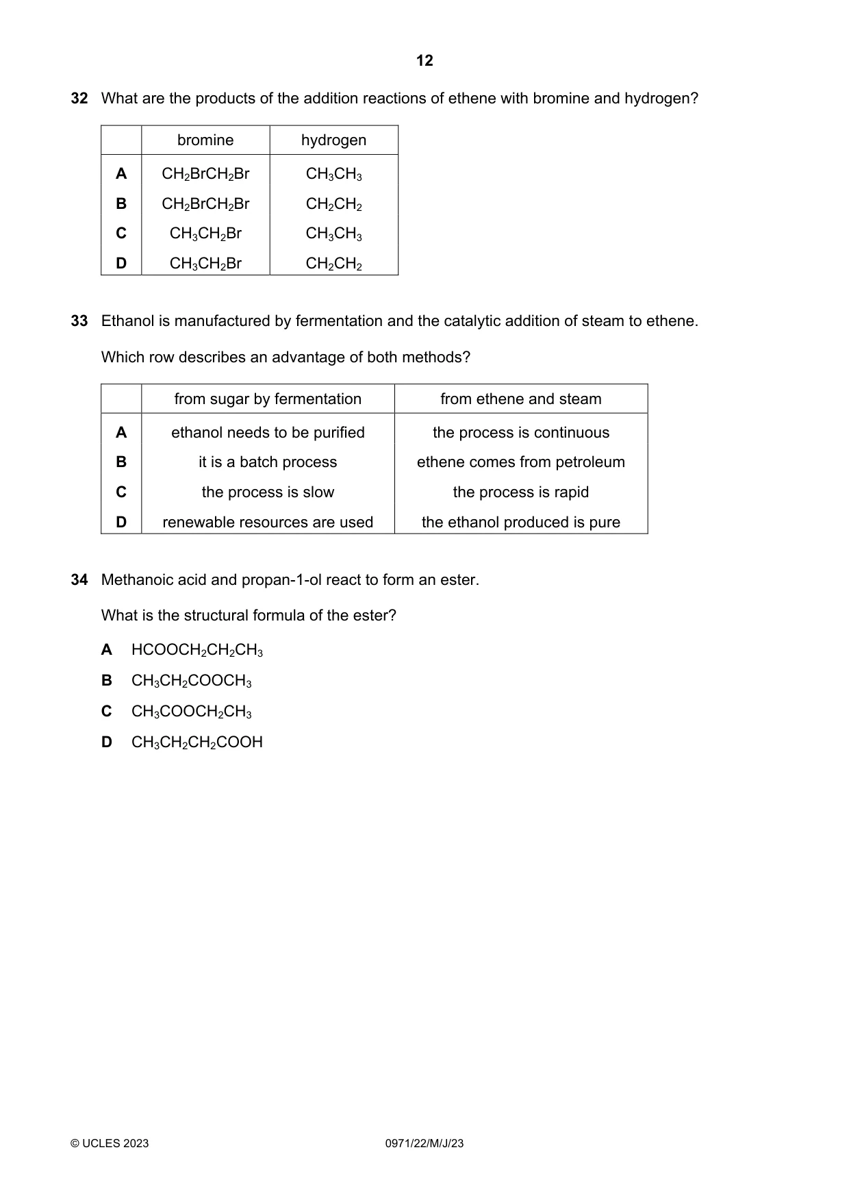 Cambridge IGCSE Chemistry (9-1) 0971 2023 May/June Paper 2 · Variant 2 question paper, page 12 of 16