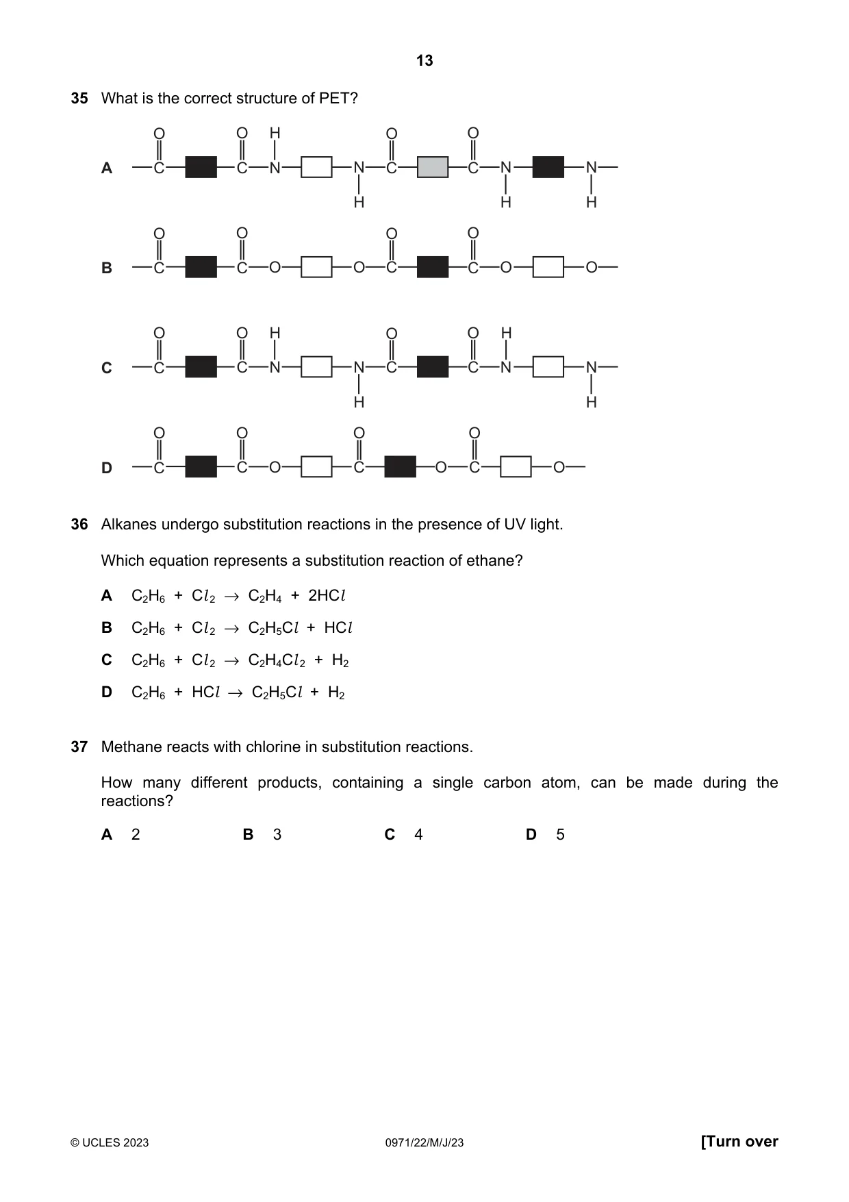 Cambridge IGCSE Chemistry (9-1) 0971 2023 May/June Paper 2 · Variant 2 question paper, page 13 of 16