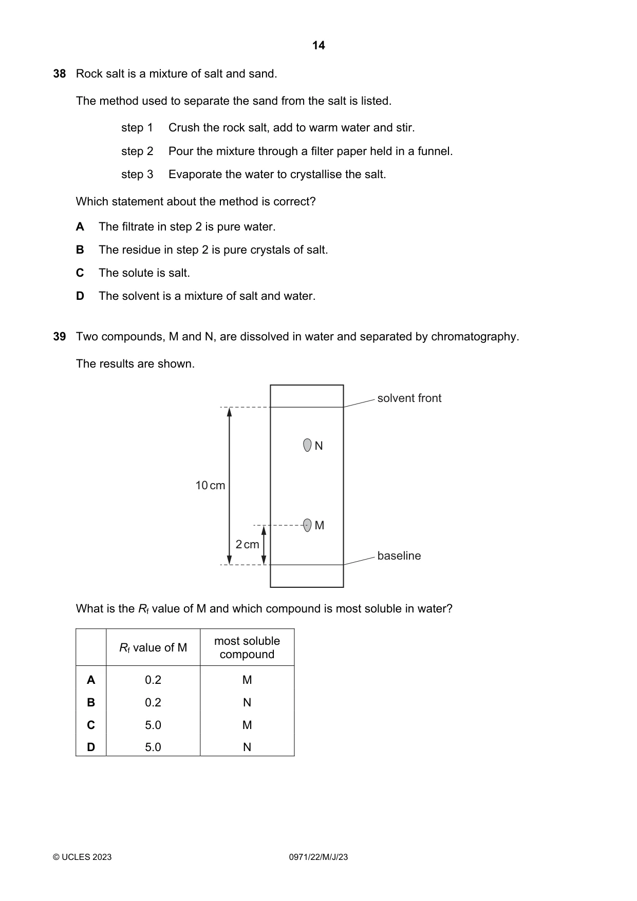Cambridge IGCSE Chemistry (9-1) 0971 2023 May/June Paper 2 · Variant 2 question paper, page 14 of 16