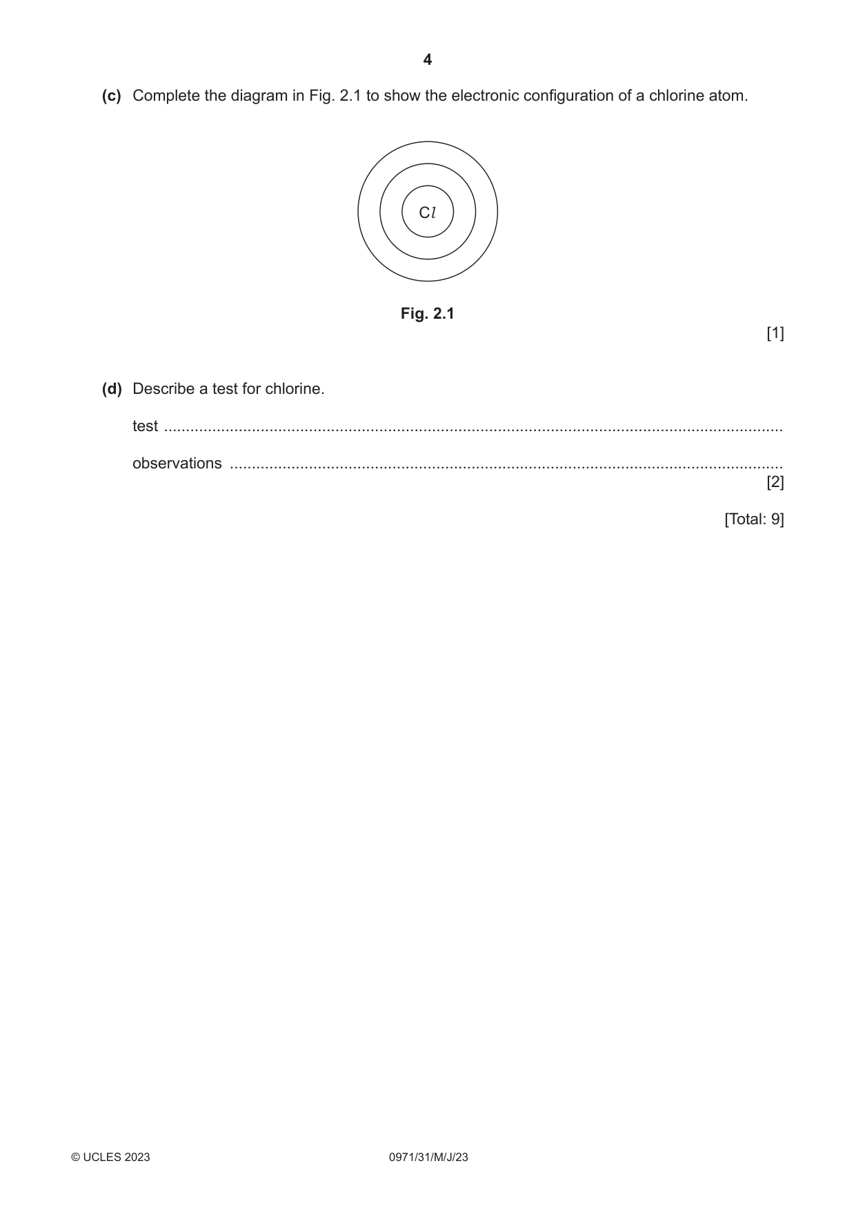 Cambridge IGCSE Chemistry (9-1) 0971 2023 May/June Paper 3 · Variant 1 question paper, page 4 of 16