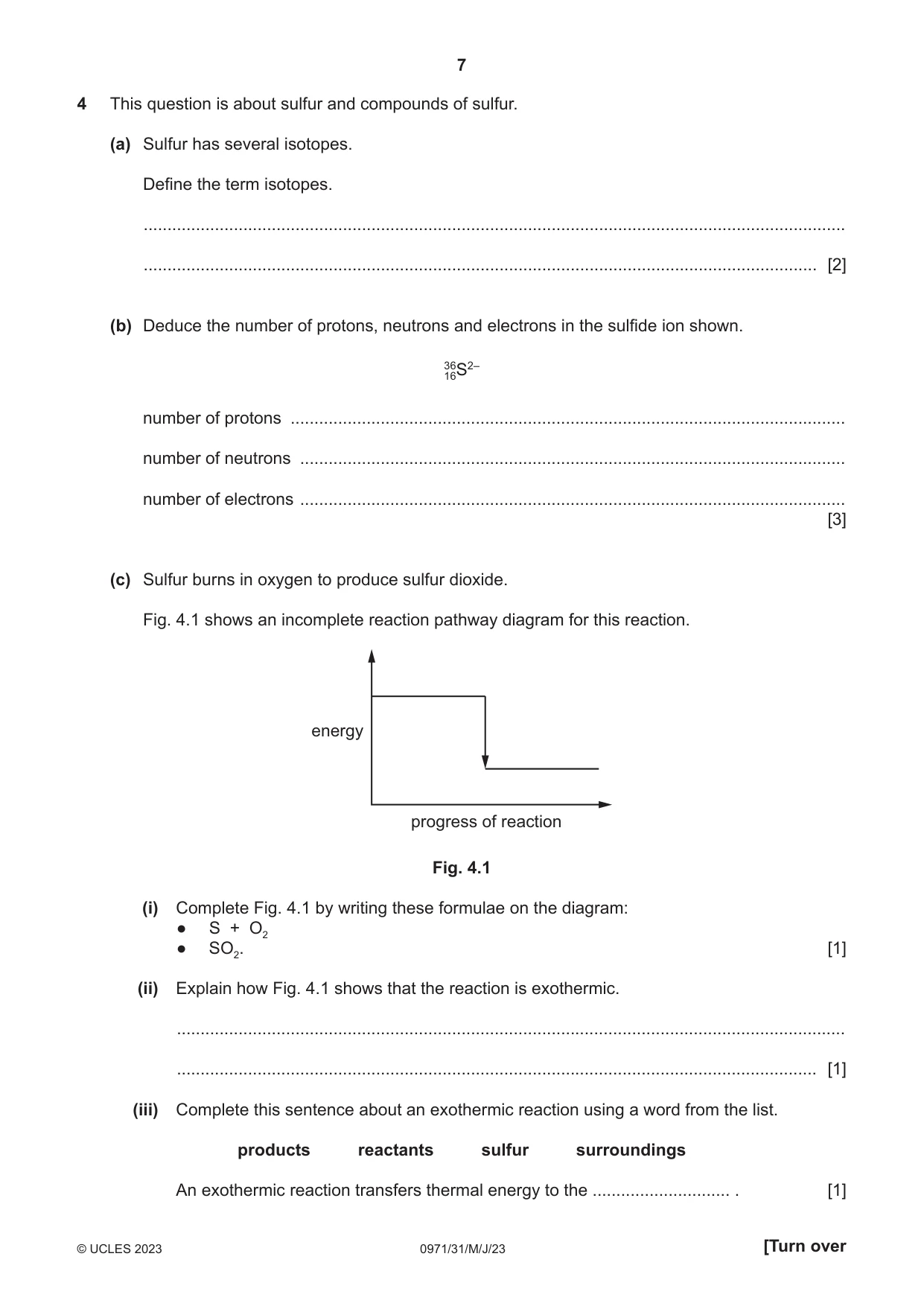 Cambridge IGCSE Chemistry (9-1) 0971 2023 May/June Paper 3 · Variant 1 question paper, page 7 of 16