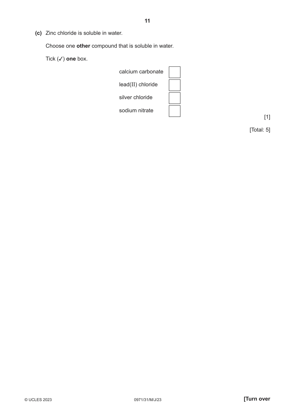 Cambridge IGCSE Chemistry (9-1) 0971 2023 May/June Paper 3 · Variant 1 question paper, page 11 of 16