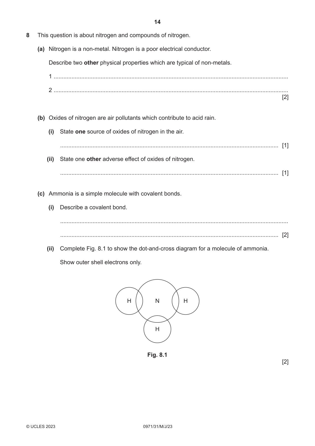 Cambridge IGCSE Chemistry (9-1) 0971 2023 May/June Paper 3 · Variant 1 question paper, page 14 of 16