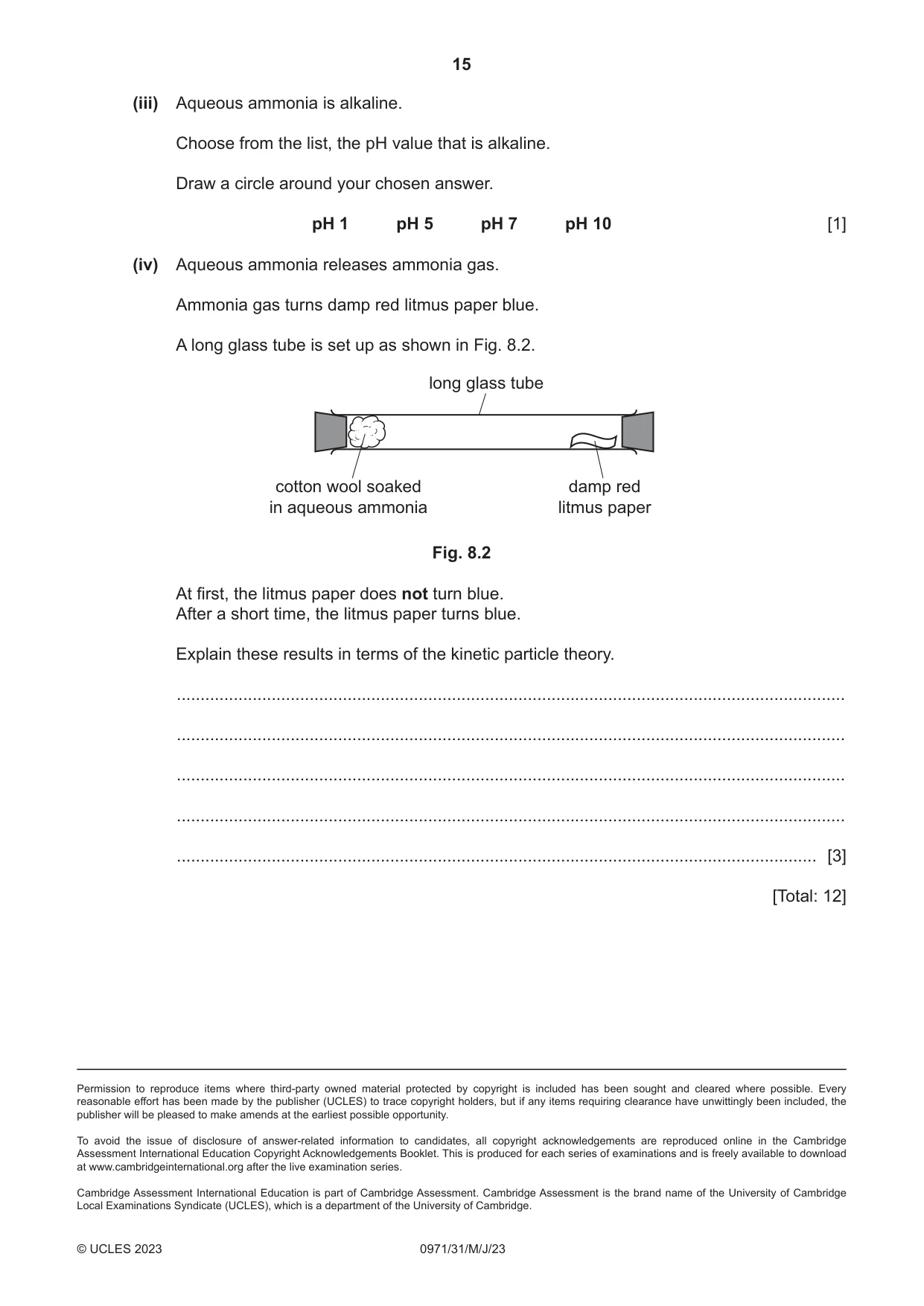 Cambridge IGCSE Chemistry (9-1) 0971 2023 May/June Paper 3 · Variant 1 question paper, page 15 of 16