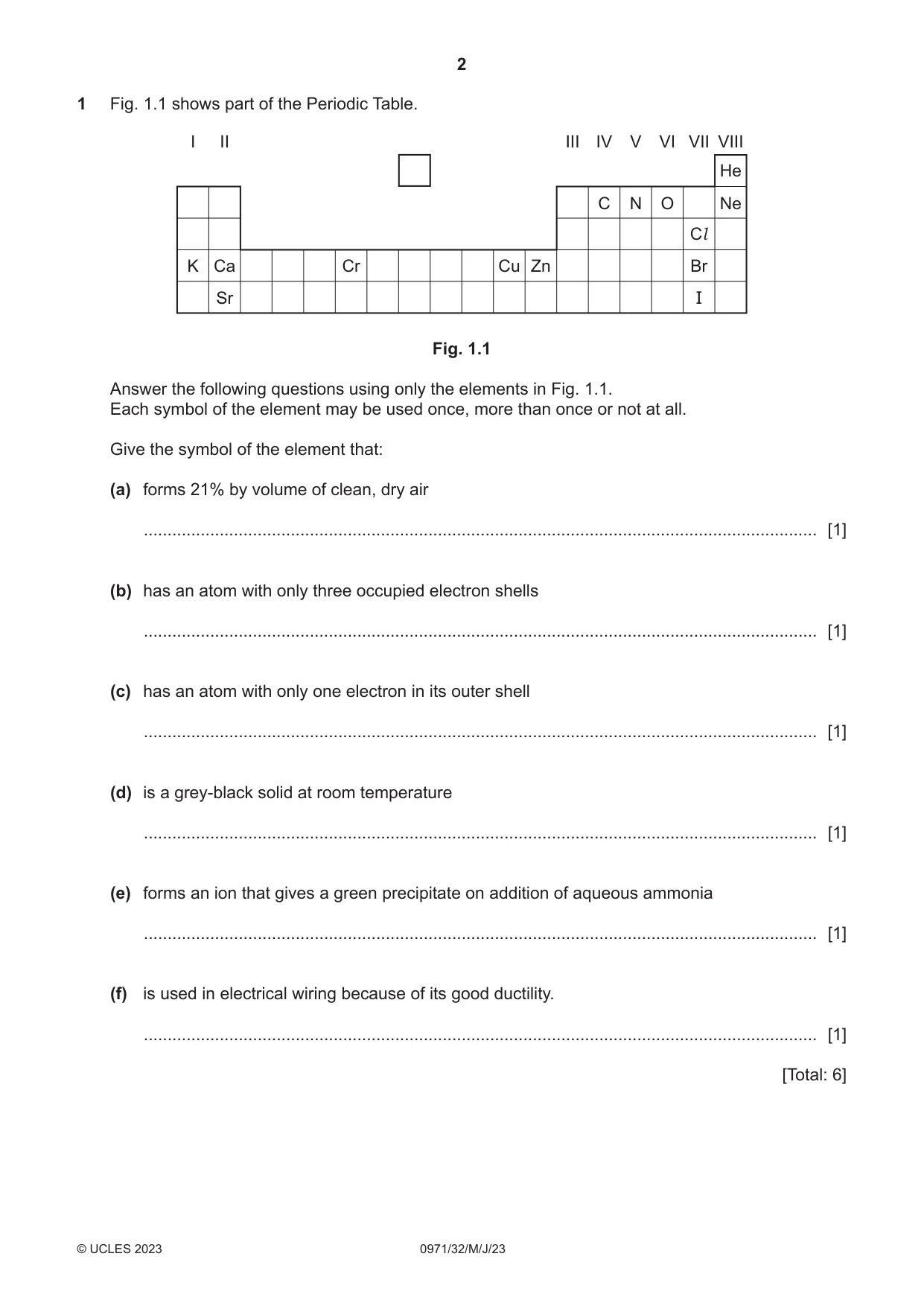 Cambridge IGCSE Chemistry (9-1) 0971 2023 May/June Paper 3 · Variant 2 question paper, page 2 of 20