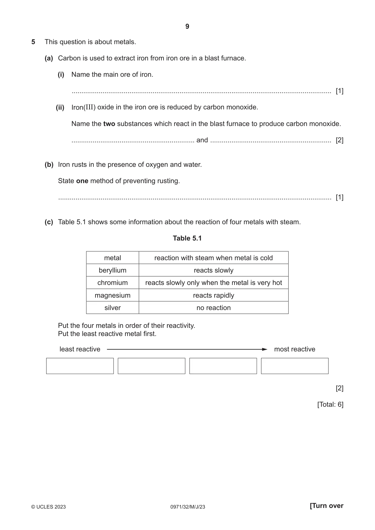 Cambridge IGCSE Chemistry (9-1) 0971 2023 May/June Paper 3 · Variant 2 question paper, page 9 of 20