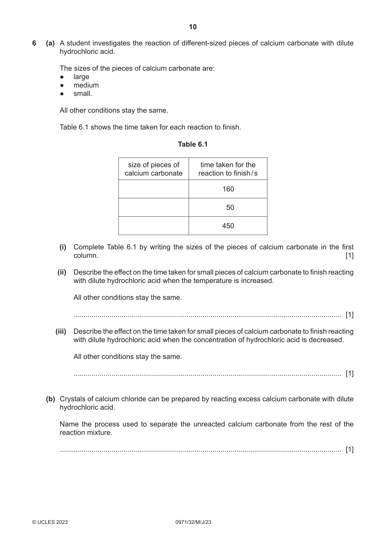 Cambridge IGCSE Chemistry (9-1) 0971 2023 May/June Paper 3 · Variant 2 question paper, page 10 of 20