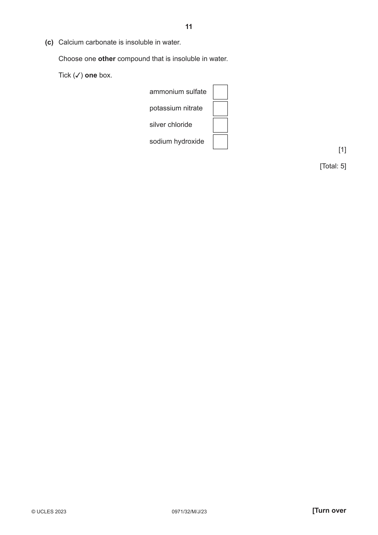 Cambridge IGCSE Chemistry (9-1) 0971 2023 May/June Paper 3 · Variant 2 question paper, page 11 of 20