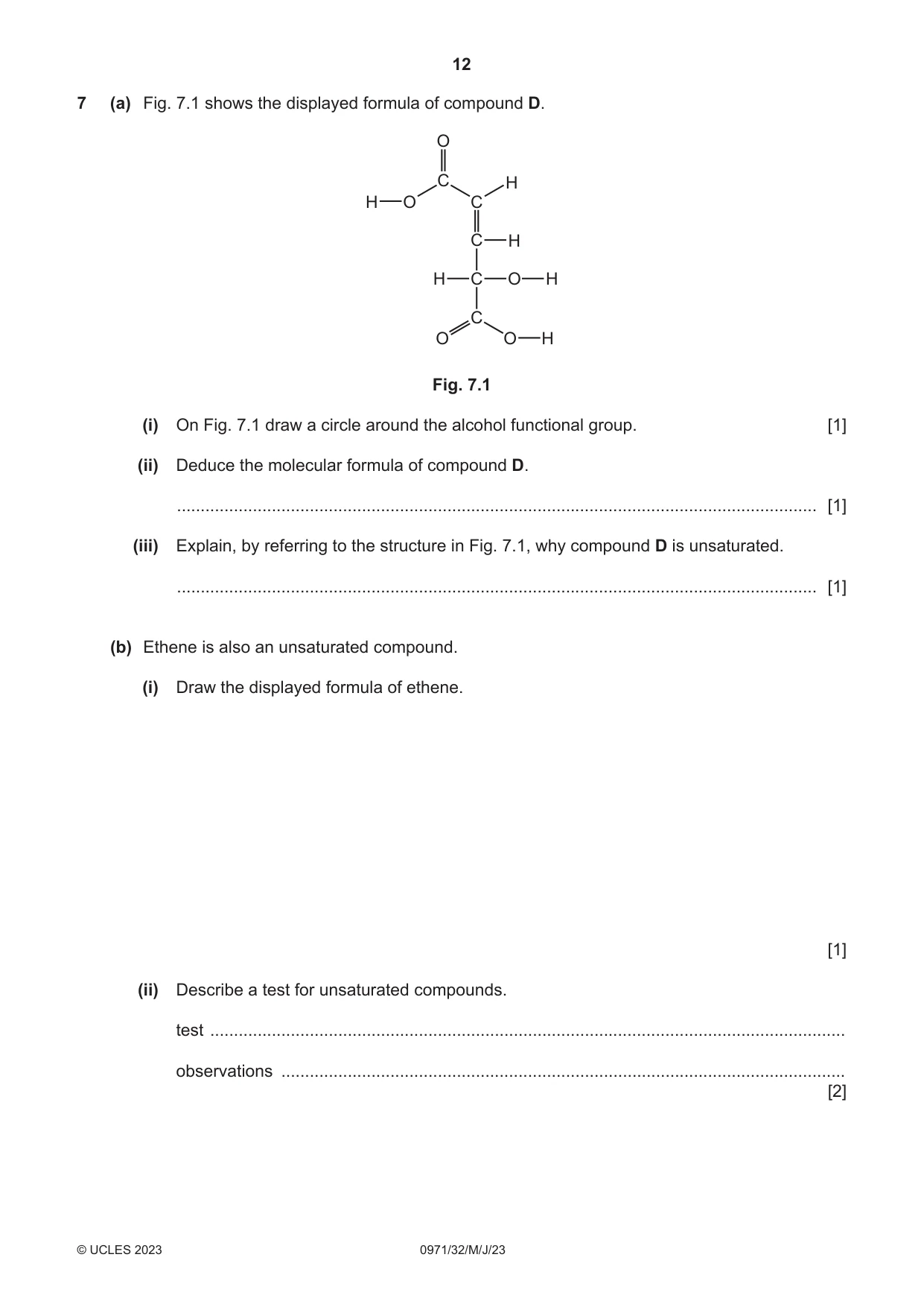 Cambridge IGCSE Chemistry (9-1) 0971 2023 May/June Paper 3 · Variant 2 question paper, page 12 of 20