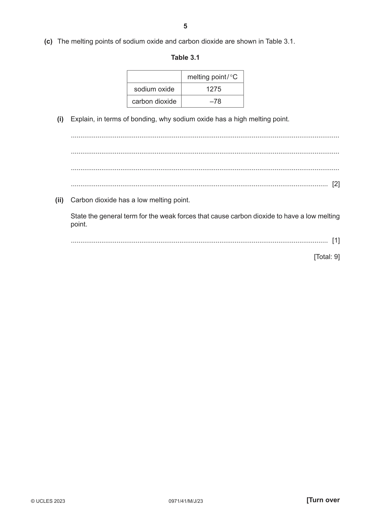 Cambridge IGCSE Chemistry (9-1) 0971 2023 May/June Paper 4 · Variant 1 question paper, page 5 of 16