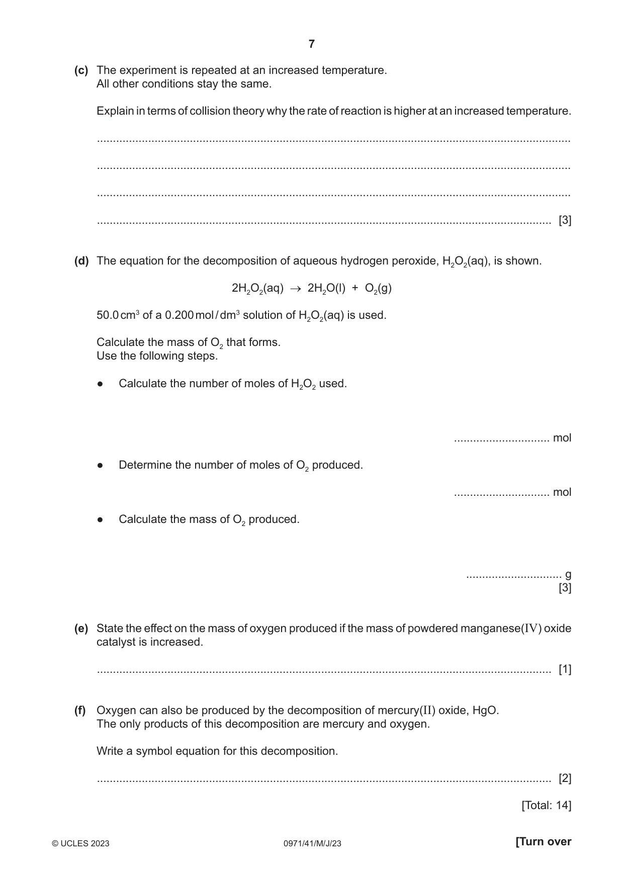 Cambridge IGCSE Chemistry (9-1) 0971 2023 May/June Paper 4 · Variant 1 question paper, page 7 of 16