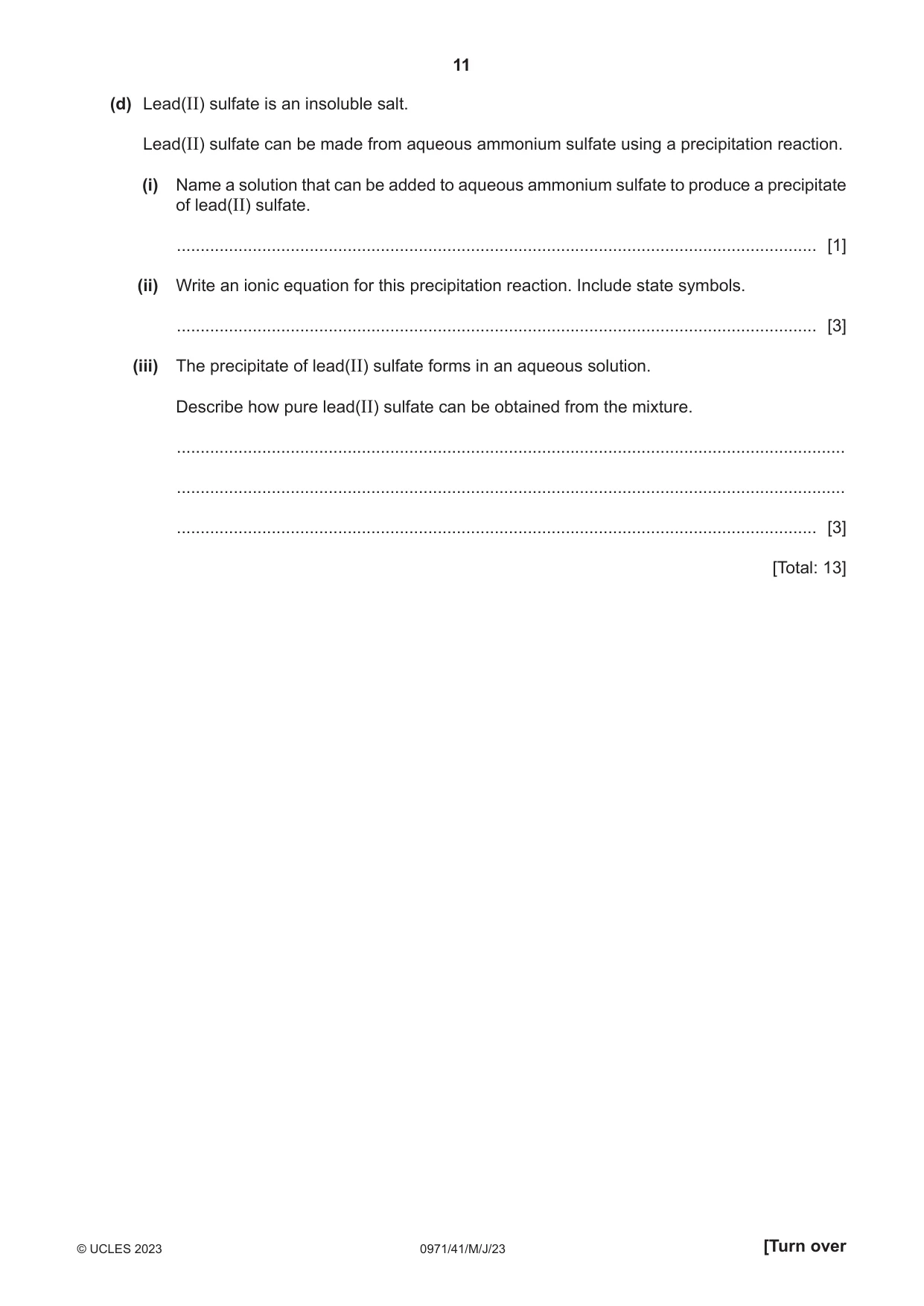 Cambridge IGCSE Chemistry (9-1) 0971 2023 May/June Paper 4 · Variant 1 question paper, page 11 of 16