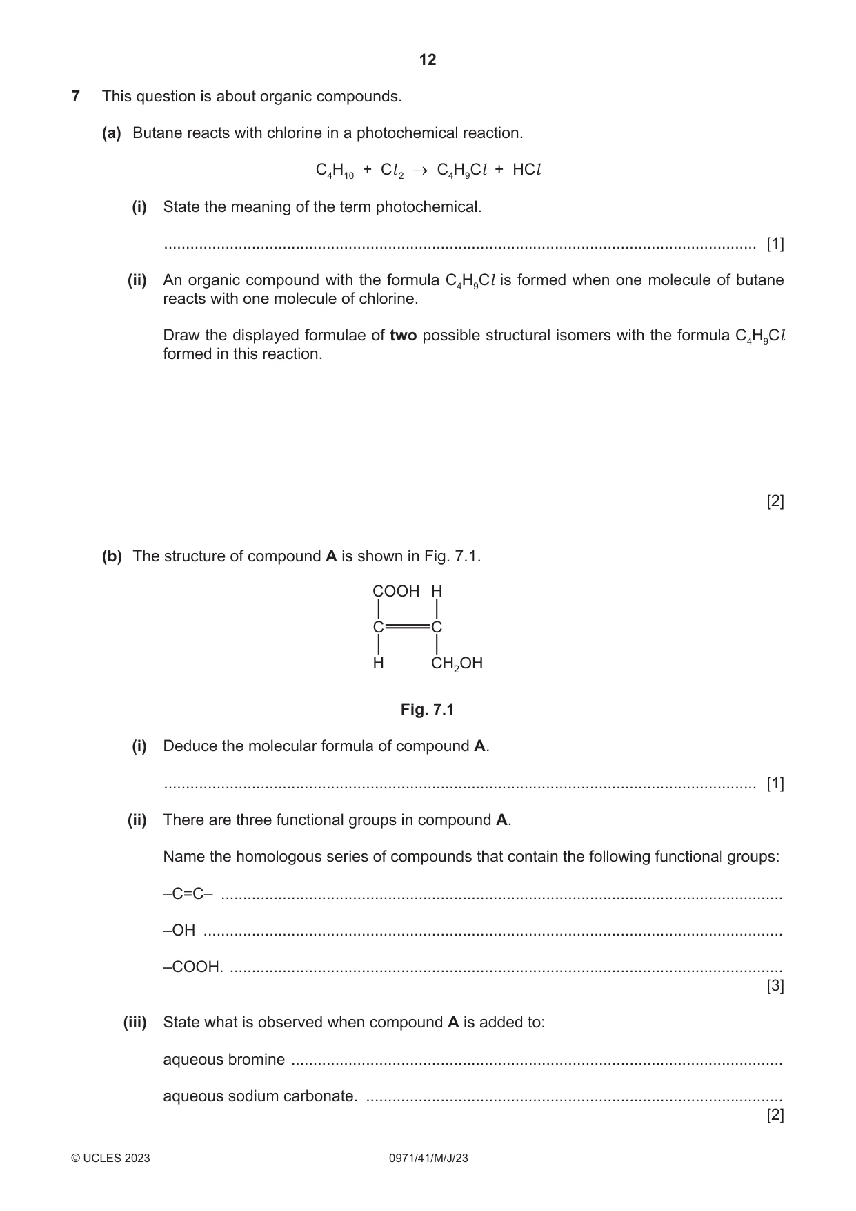 Cambridge IGCSE Chemistry (9-1) 0971 2023 May/June Paper 4 · Variant 1 question paper, page 12 of 16