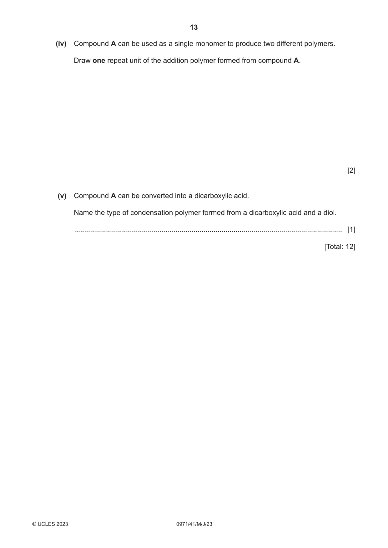 Cambridge IGCSE Chemistry (9-1) 0971 2023 May/June Paper 4 · Variant 1 question paper, page 13 of 16