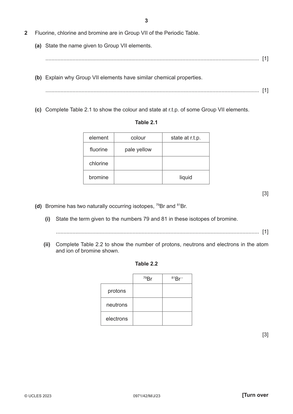Cambridge IGCSE Chemistry (9-1) 0971 2023 May/June Paper 4 · Variant 2 question paper, page 3 of 12