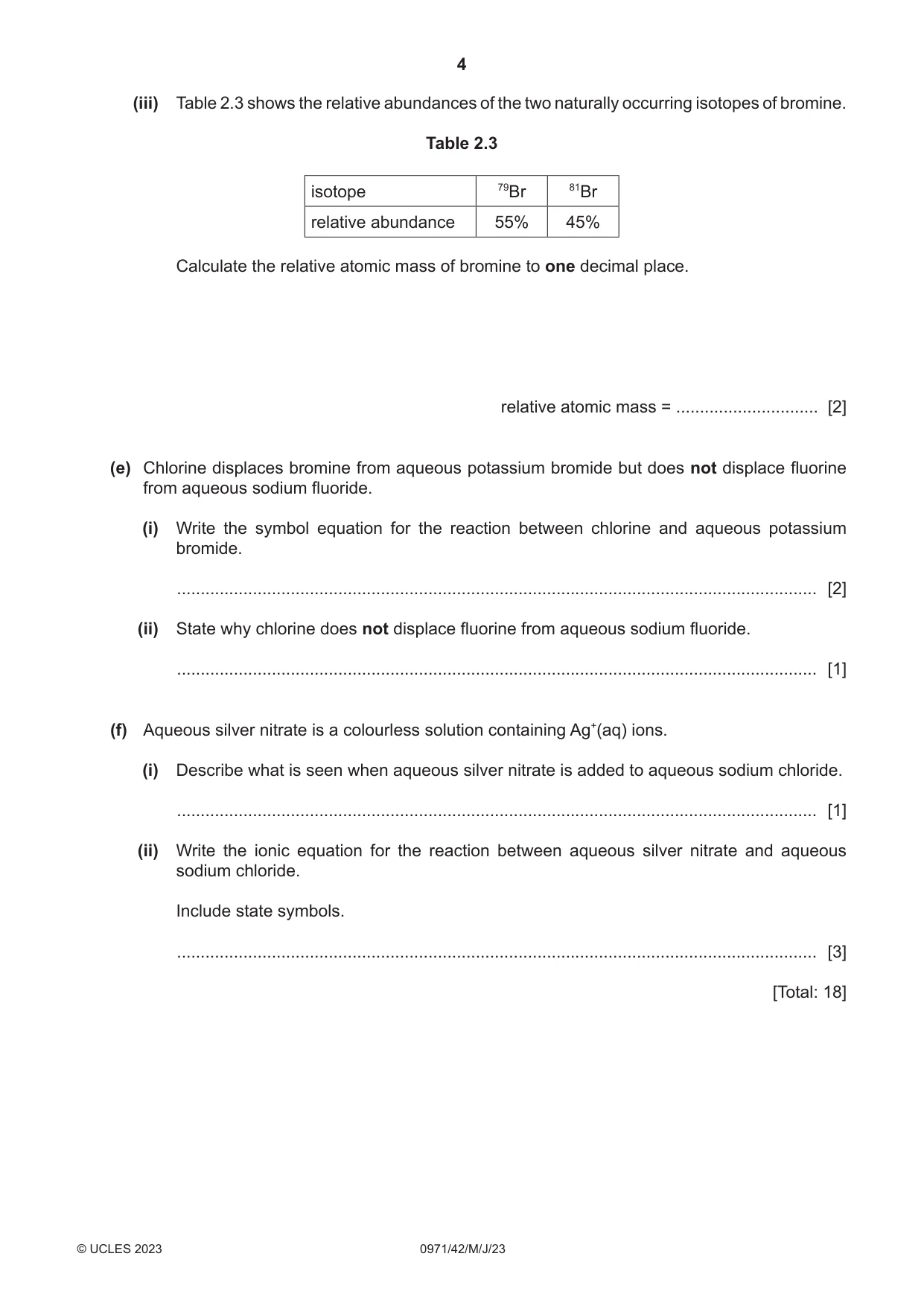 Cambridge IGCSE Chemistry (9-1) 0971 2023 May/June Paper 4 · Variant 2 question paper, page 4 of 12