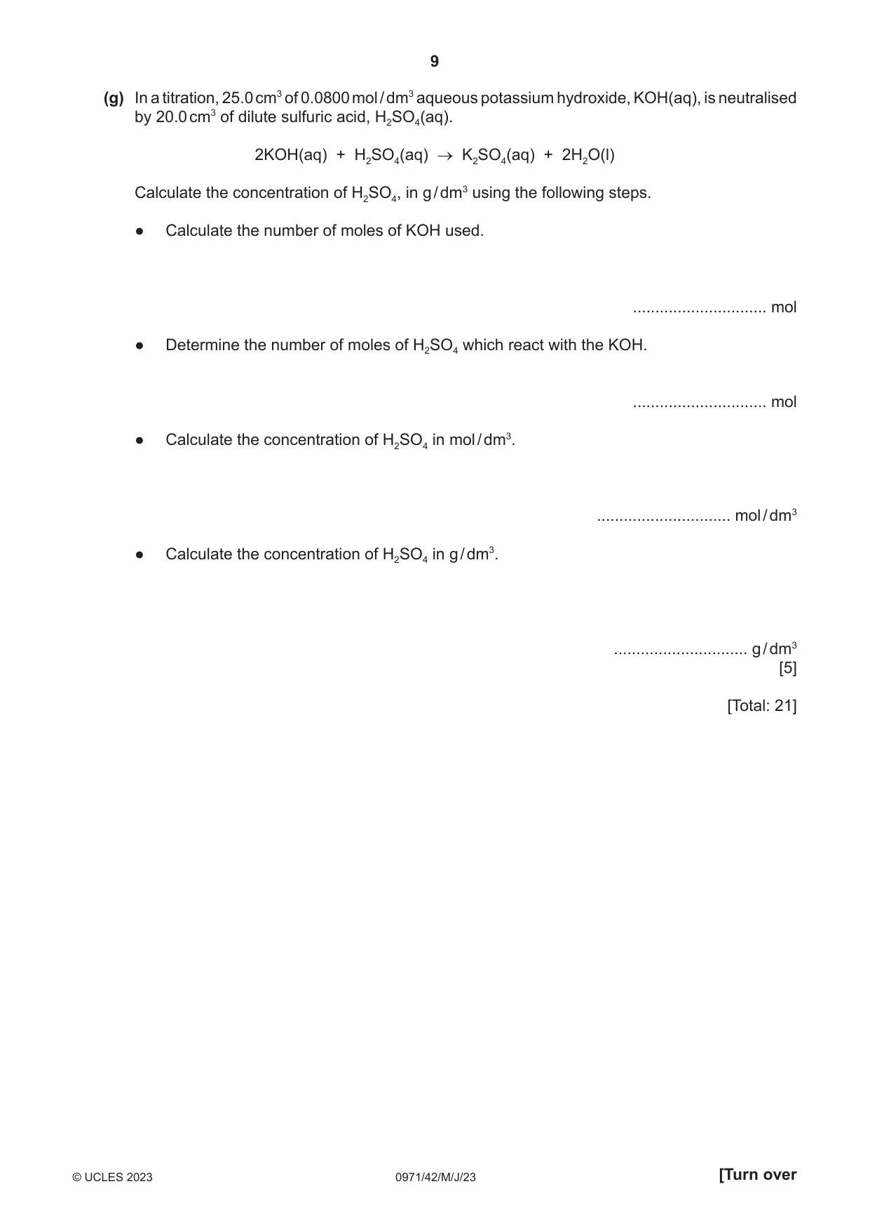 Cambridge IGCSE Chemistry (9-1) 0971 2023 May/June Paper 4 · Variant 2 question paper, page 9 of 12