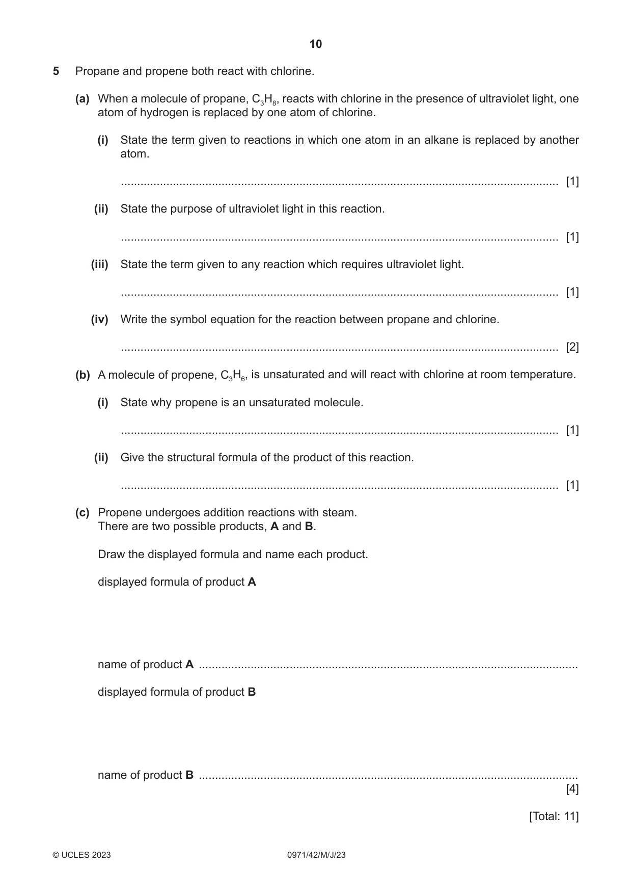 Cambridge IGCSE Chemistry (9-1) 0971 2023 May/June Paper 4 · Variant 2 question paper, page 10 of 12