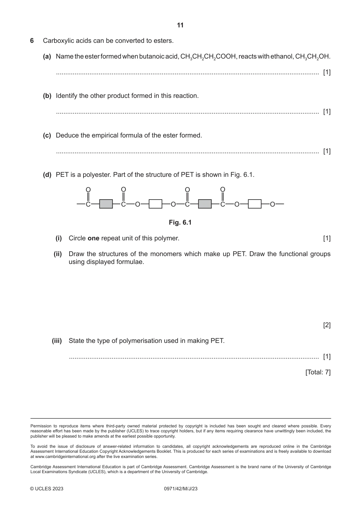 Cambridge IGCSE Chemistry (9-1) 0971 2023 May/June Paper 4 · Variant 2 question paper, page 11 of 12